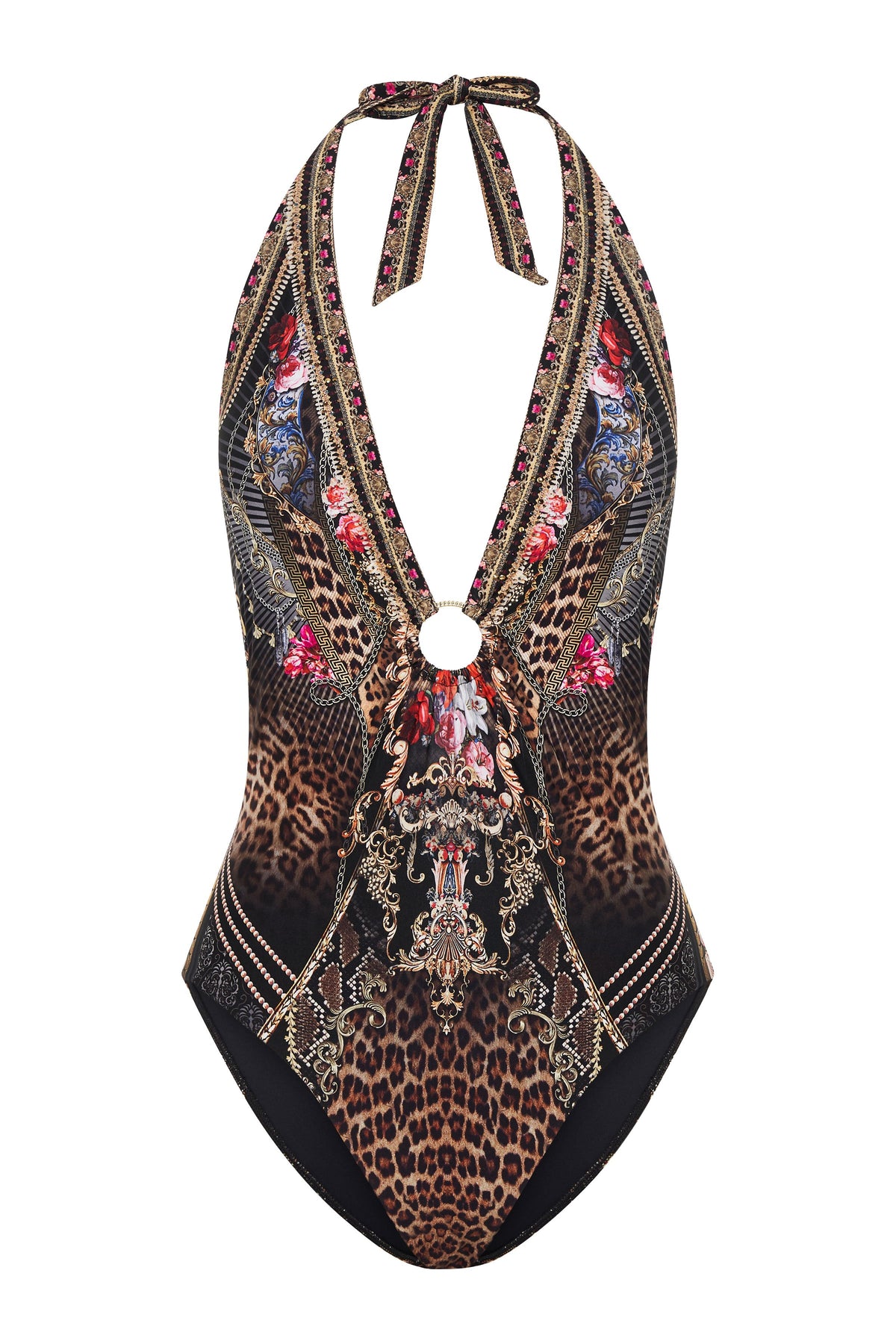 RING DETAIL PLUNGE V ONE PIECE GOTHIC GODDESS