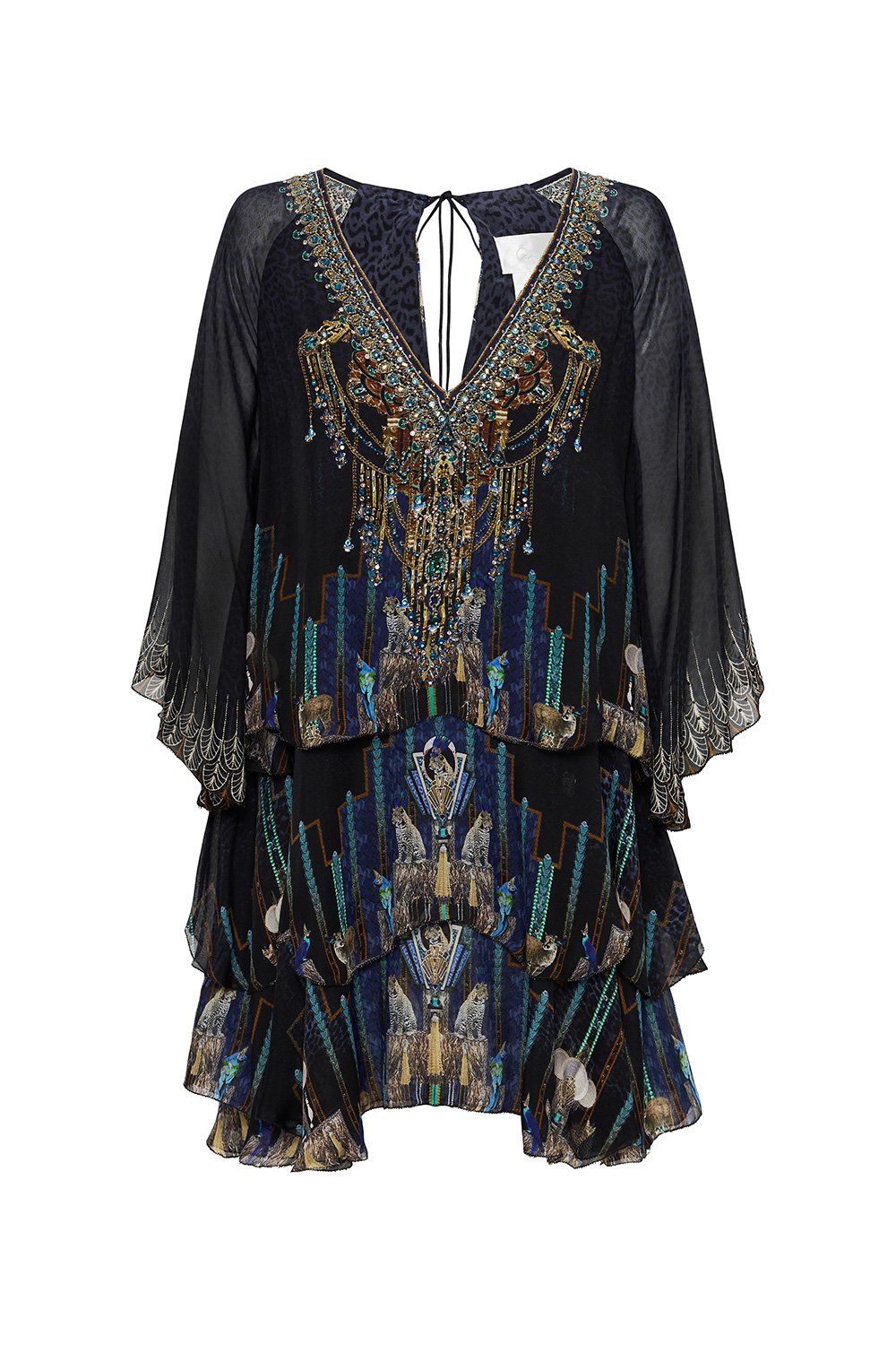 LAYERED FRILL SHORT DRESS DRIPPING IN DECO