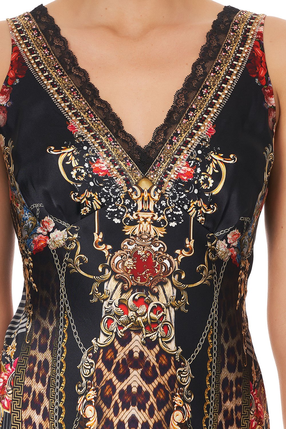 V-NECK SLIP DRESS GOTHIC GODDESS