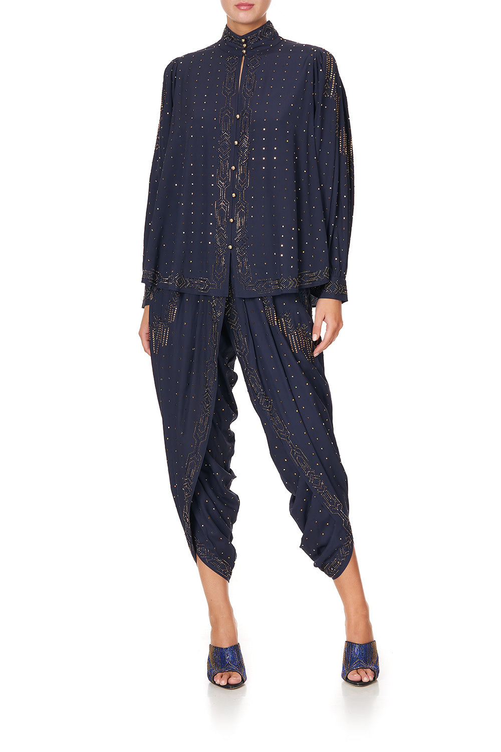 DROP SLEEVE SWING BLOUSE LUXE NAVY