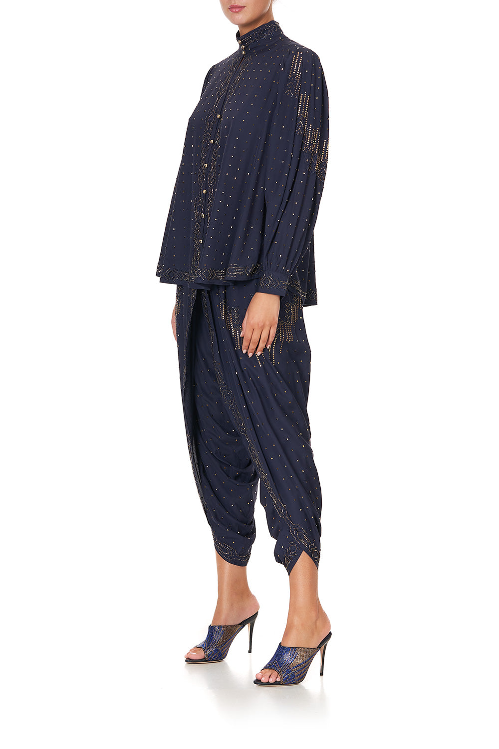 DROP SLEEVE SWING BLOUSE LUXE NAVY