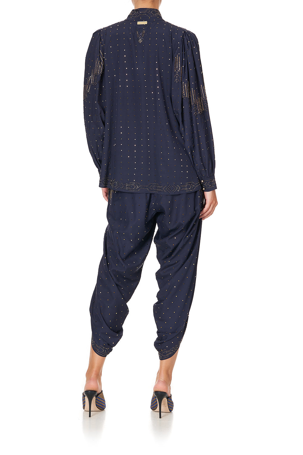 DROP SLEEVE SWING BLOUSE LUXE NAVY