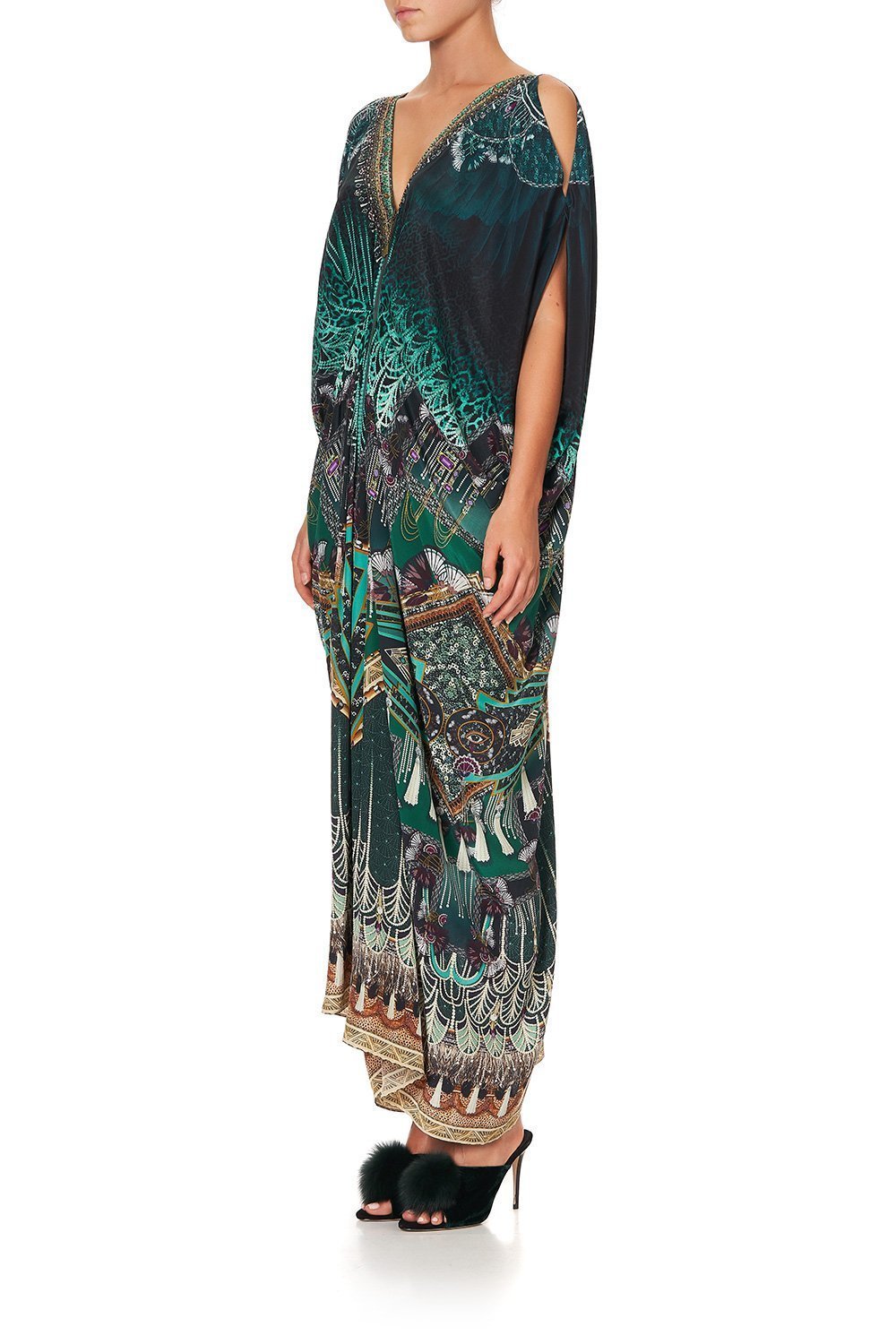 LONG DRAPE DRESS WITH ZIP FRONT FITZGERALDS FLAPPER