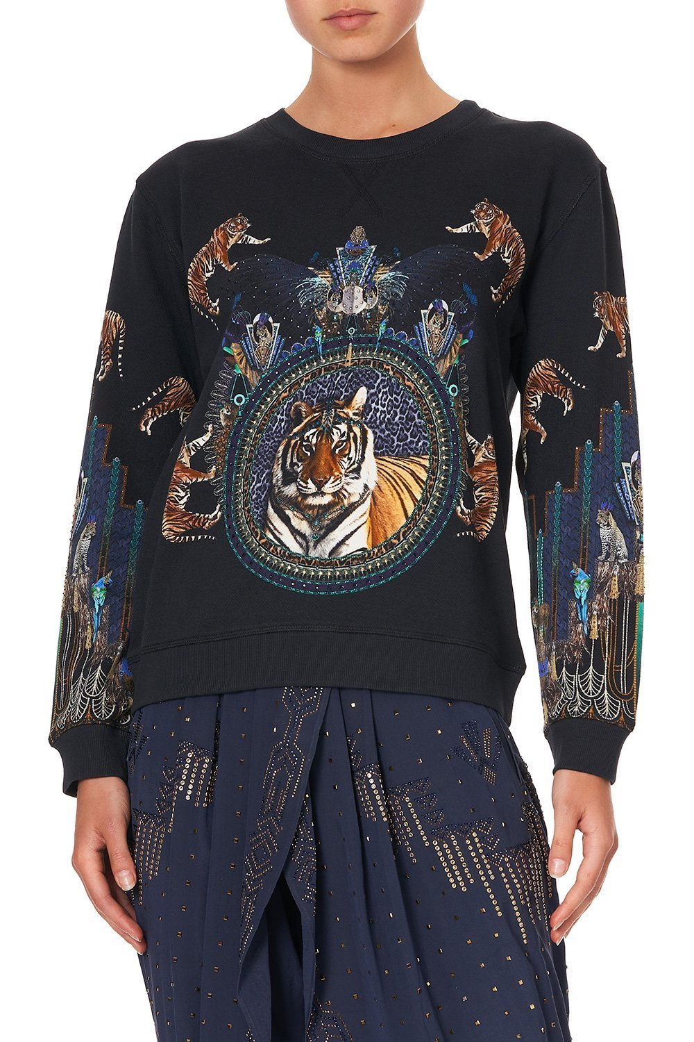 ROUND NECK SWEATER DRIPPING IN DECO