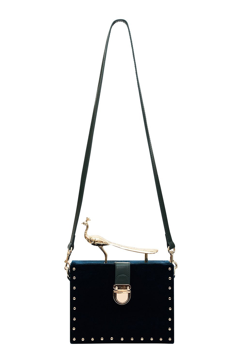 PEACOCK HANDLE BOX BAG LUXE EMERALD