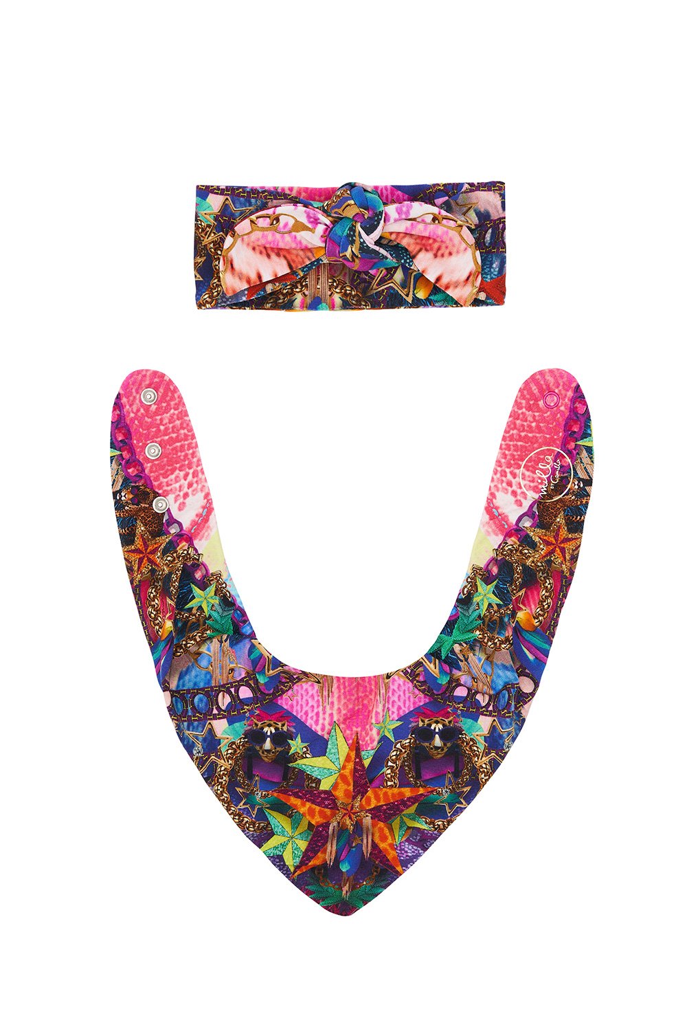 BABIES HEADBAND AND BIB SET BABYS A GO GLITTER