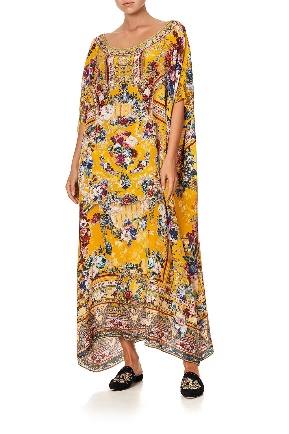 ROUND NECK KAFTAN CROWNED ROSES