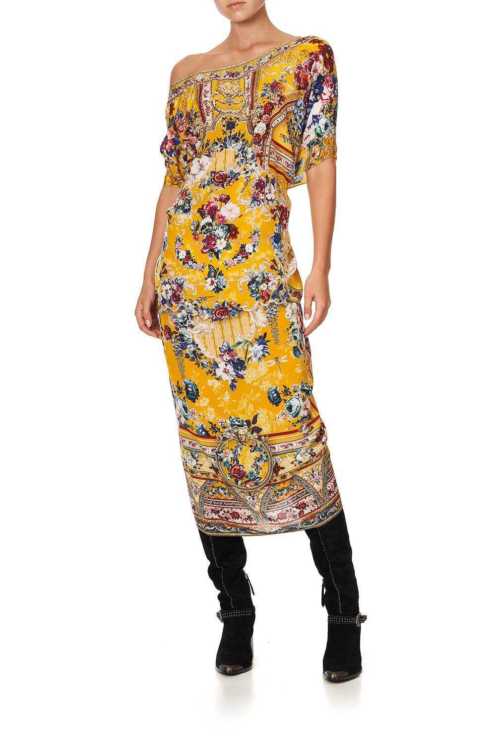 ROUND NECK KAFTAN CROWNED ROSES