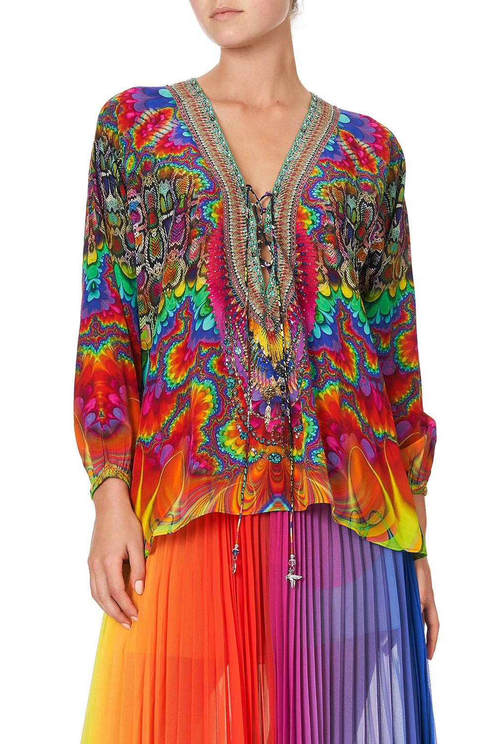 LACE UP BLOUSE COMING DOWN FROM COSMOS