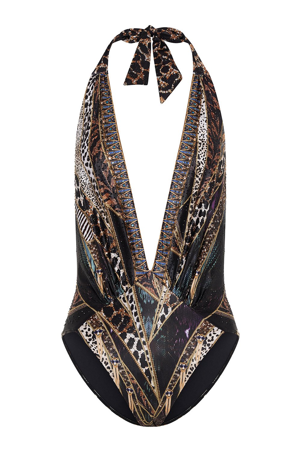 PLUNGE V GATHERED HALTER ONE PIECE LADY STARDUST