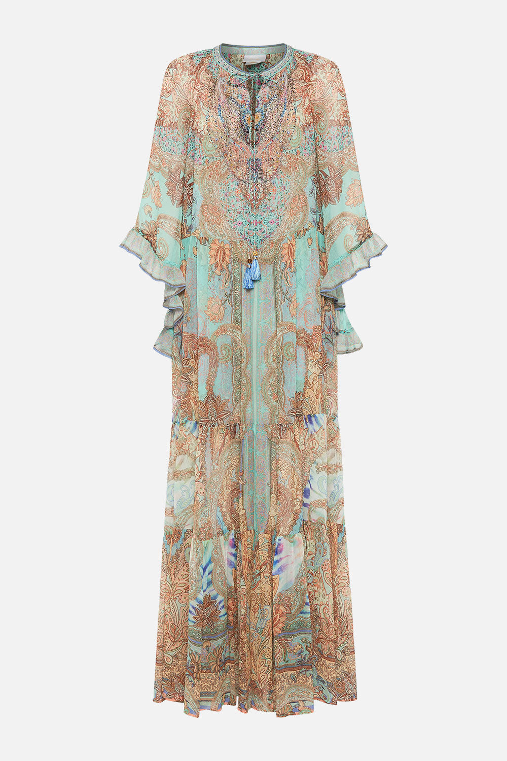 WIDE SLEEVE GATHERED DRESS MAKE LOVE NOT WAR