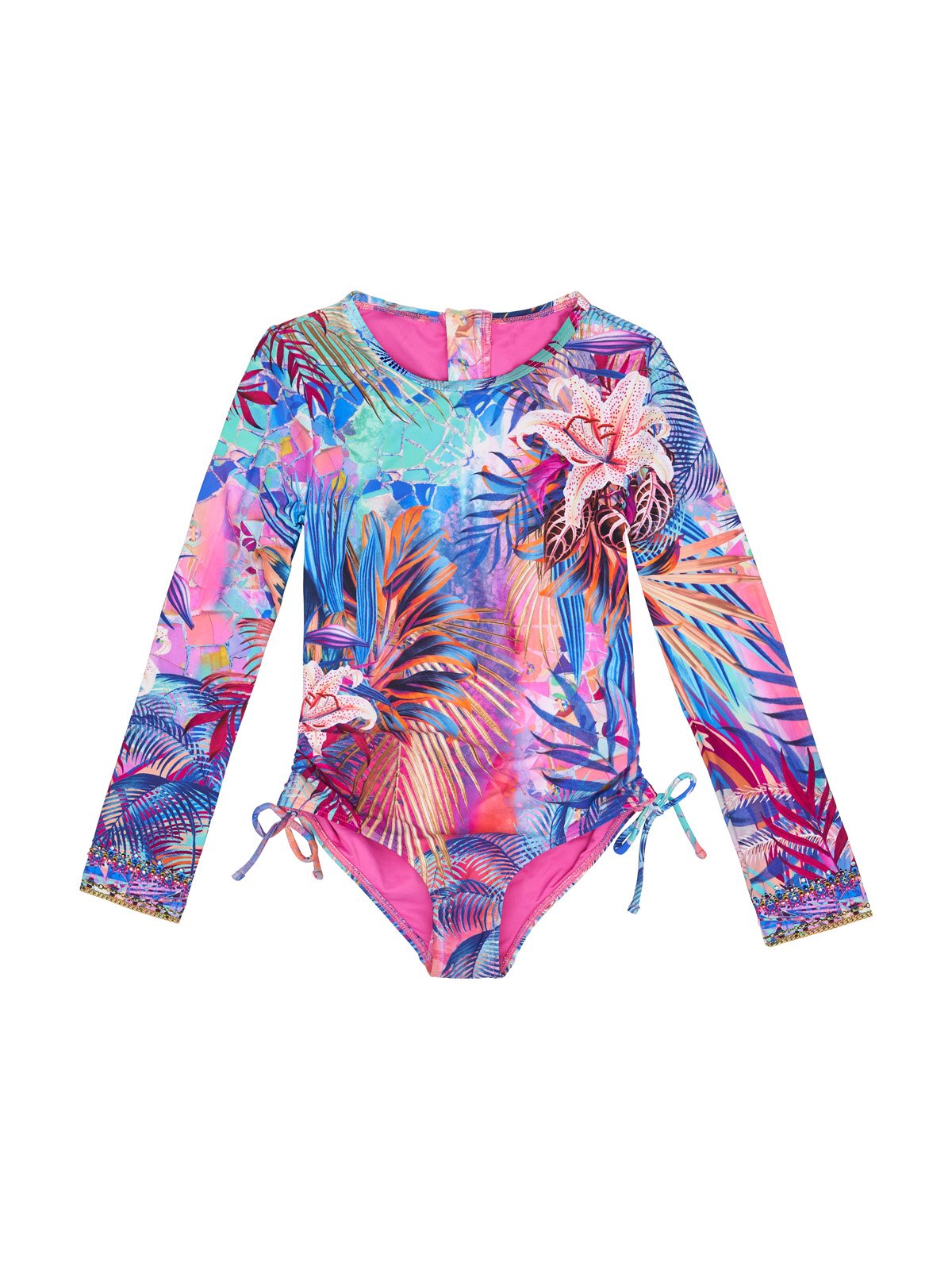 KIDS RUCHED SIDE PADDLESUIT 12-14 SOUTH BEACH SUNRISE