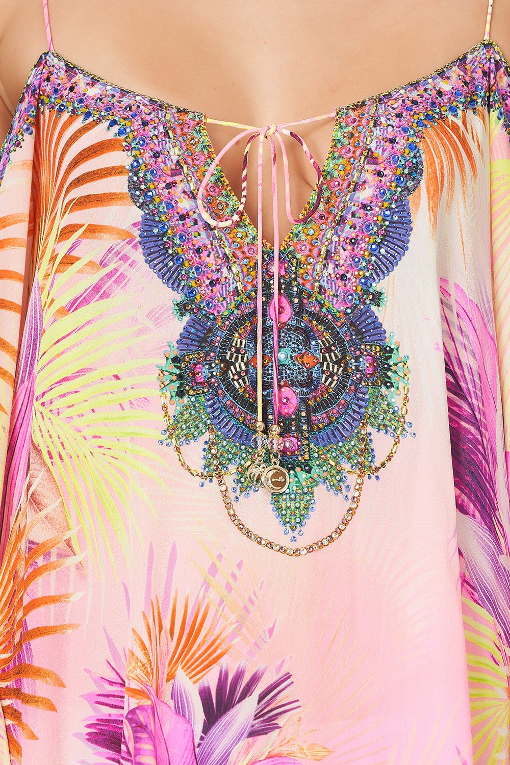 DROP SHOULDER LONG SLEEVE DRESS SOUTH BEACH SUNRISE