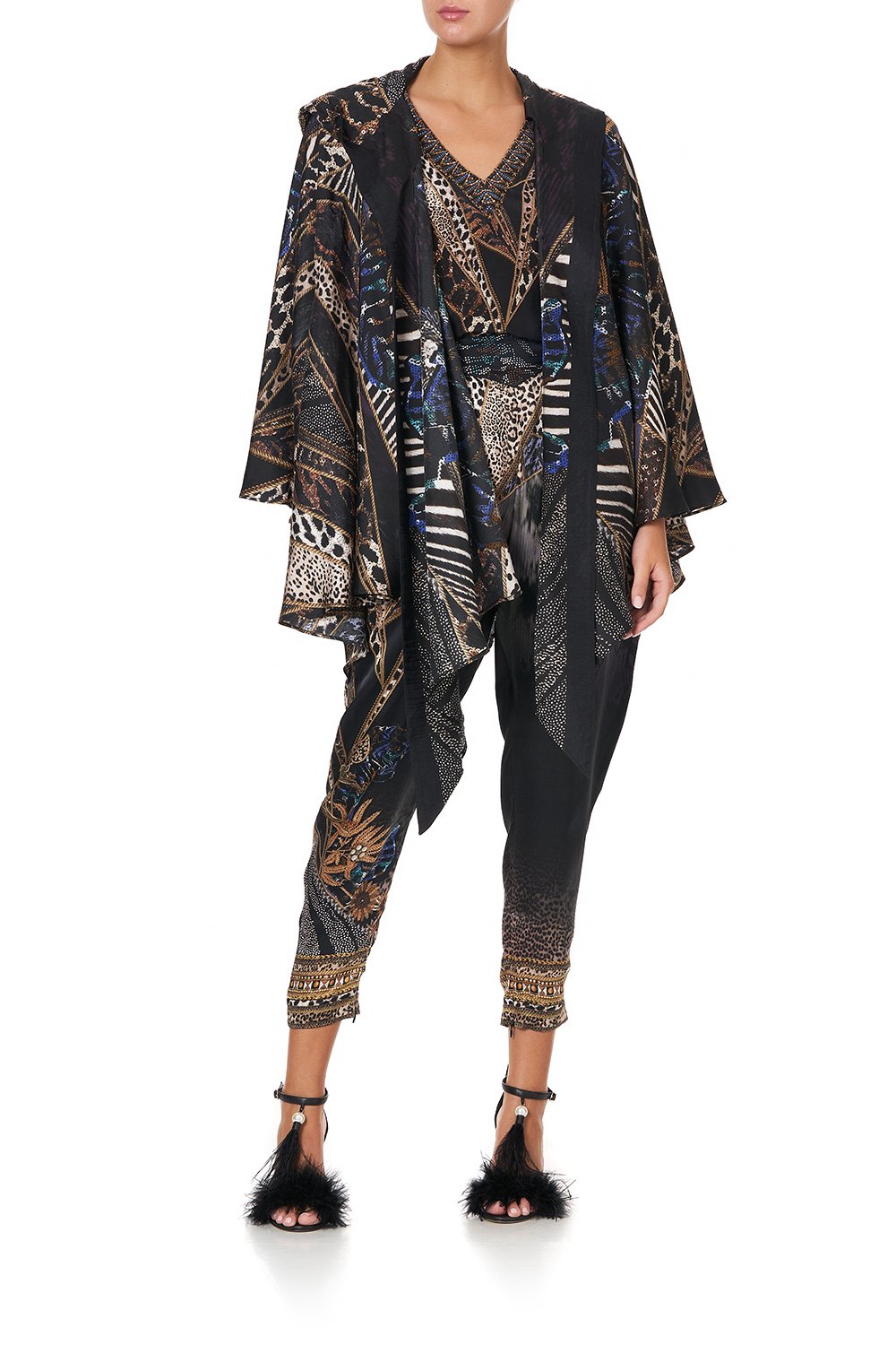 SILK HOODED SHAWL LADY STARDUST