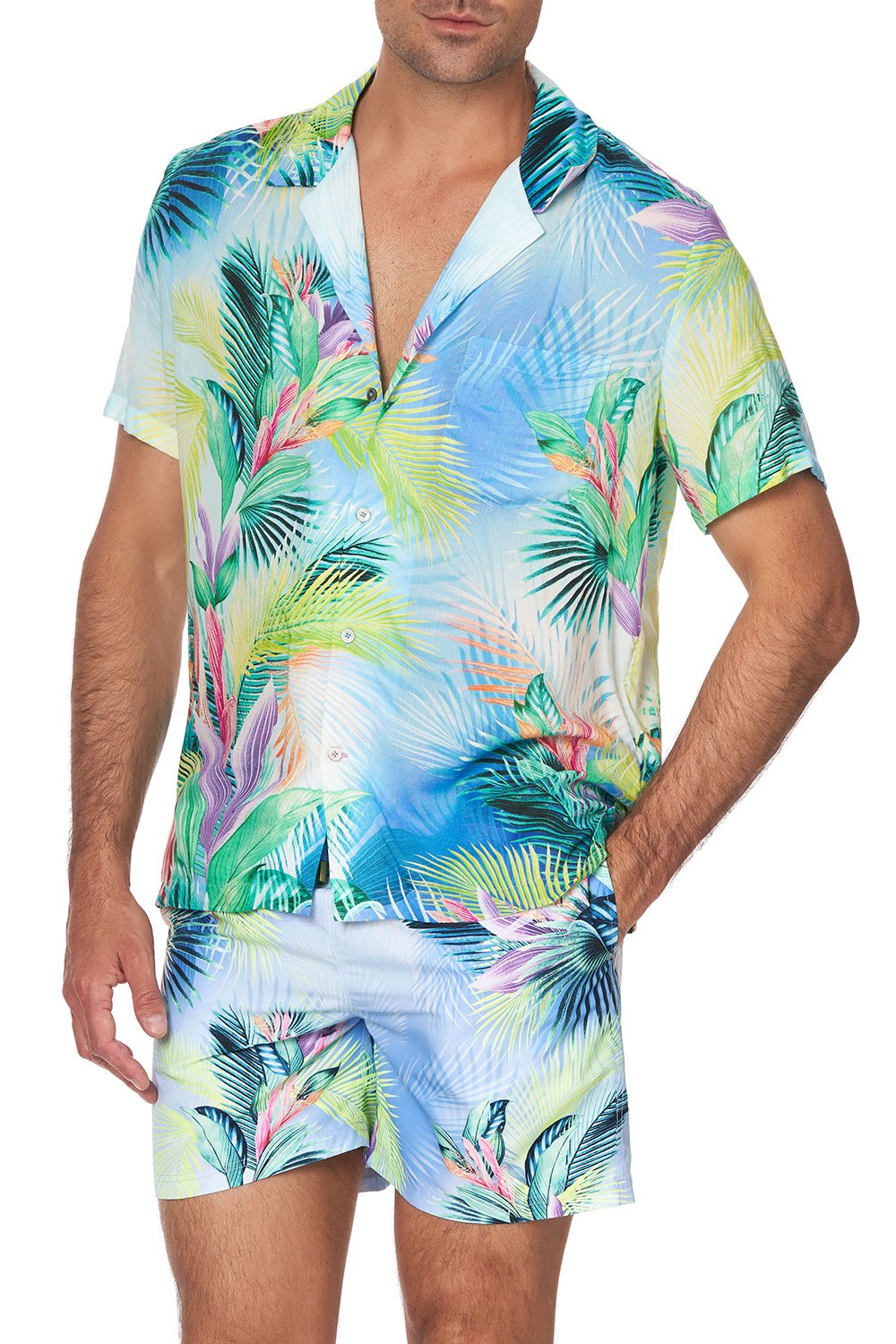 SHORT SLEEVE CAMP COLLARED SHIRT WHATS YOUR VICE