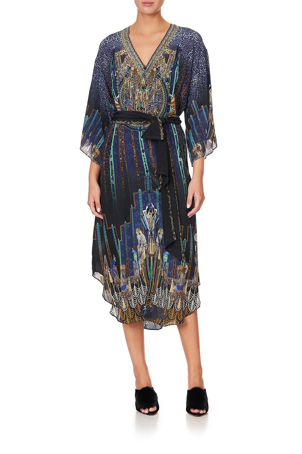 LOOSE BUTTON THROUGH DRESS DRIPPING IN DECO