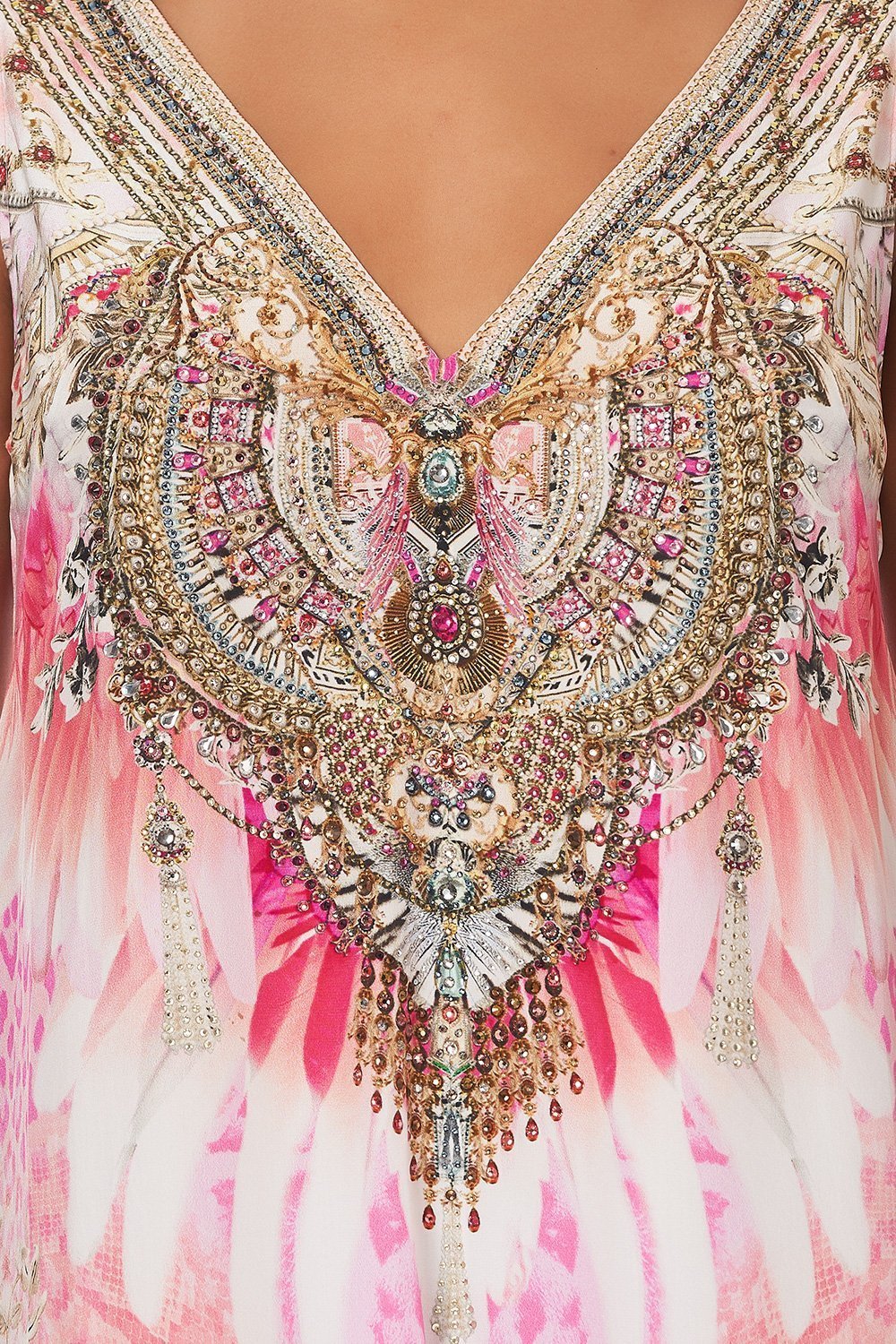 V NECK FLARED JUMPSUIT DECO DARLING