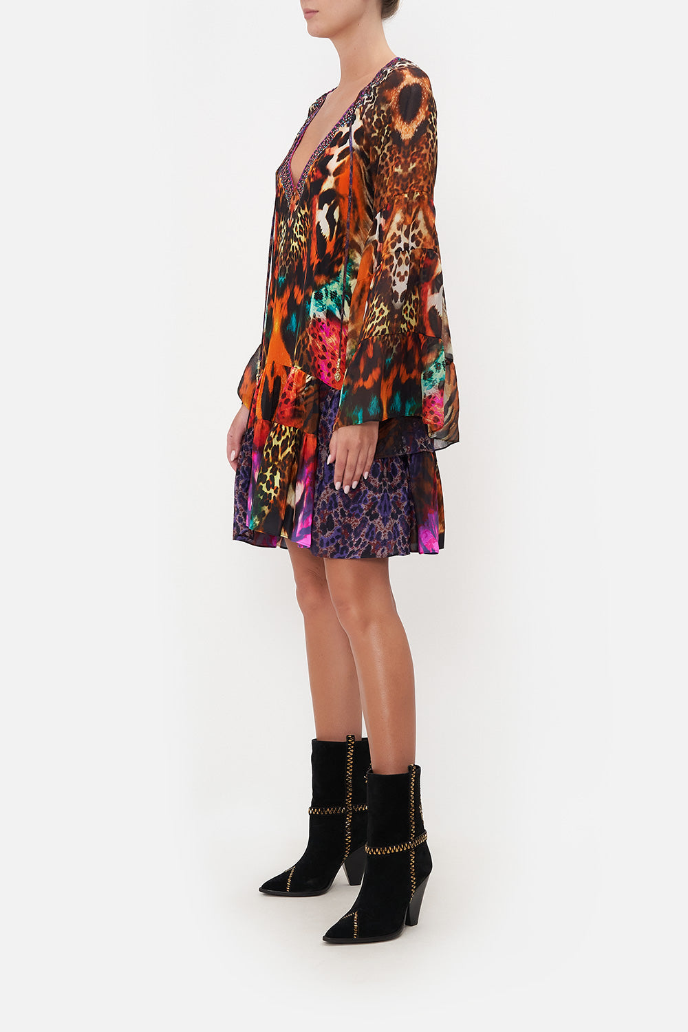 A-LINE GATHERED PANEL DRESS SURREALIST SUSPENSION