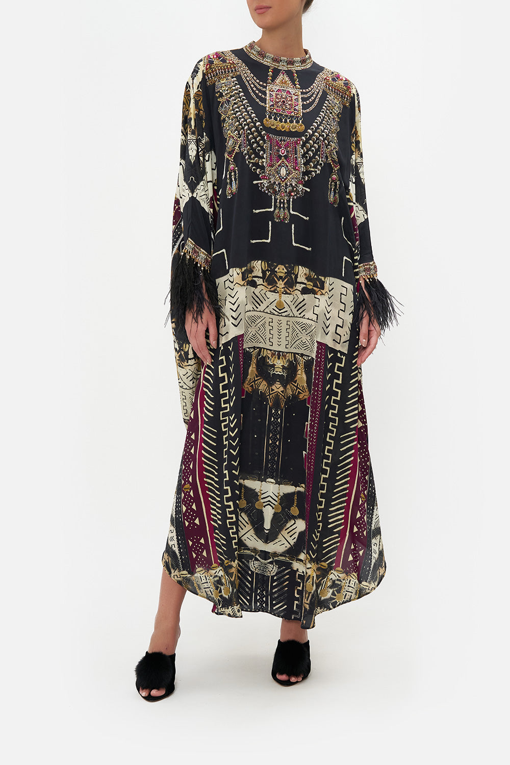 HIGH COLLAR KAFTAN WITH TIE DESERT DREAMS