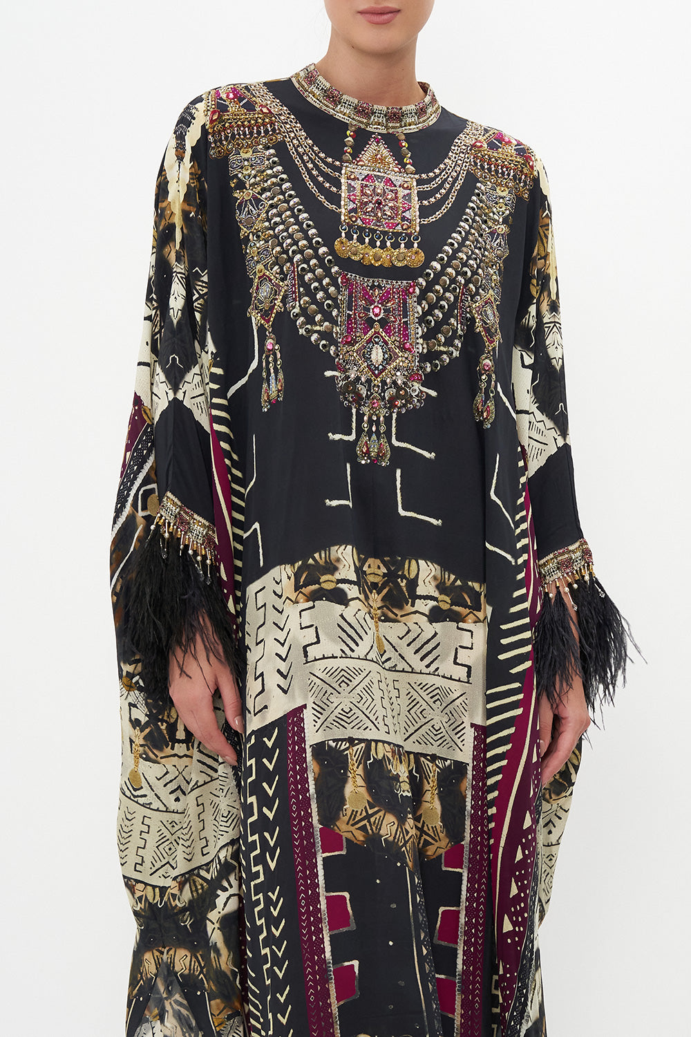 HIGH COLLAR KAFTAN WITH TIE DESERT DREAMS
