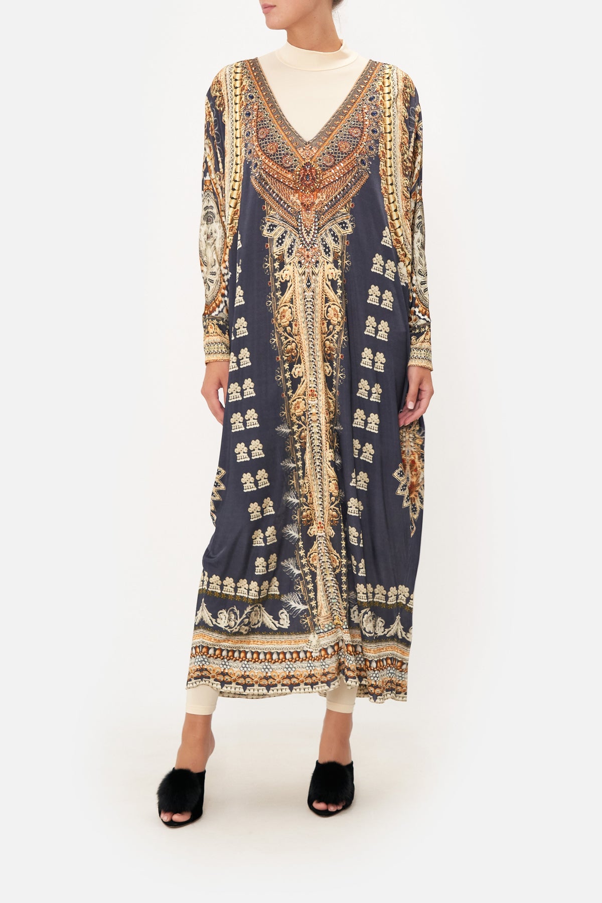 WOVEN CUFF JERSEY KAFTAN ITS ALL OVER TORERO