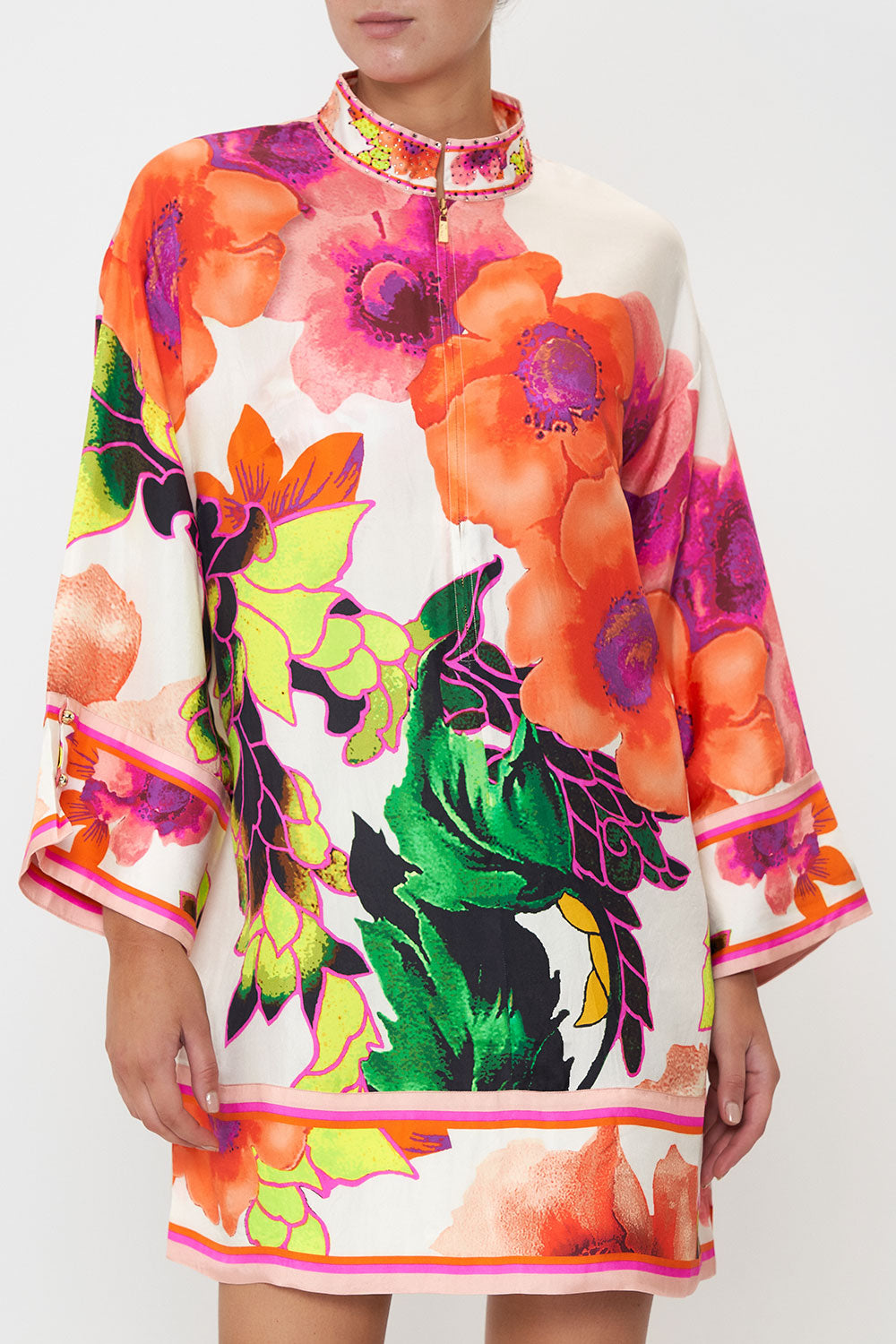 ZIP FRONT SHIRT DRESS PRETTY AS A POPPY