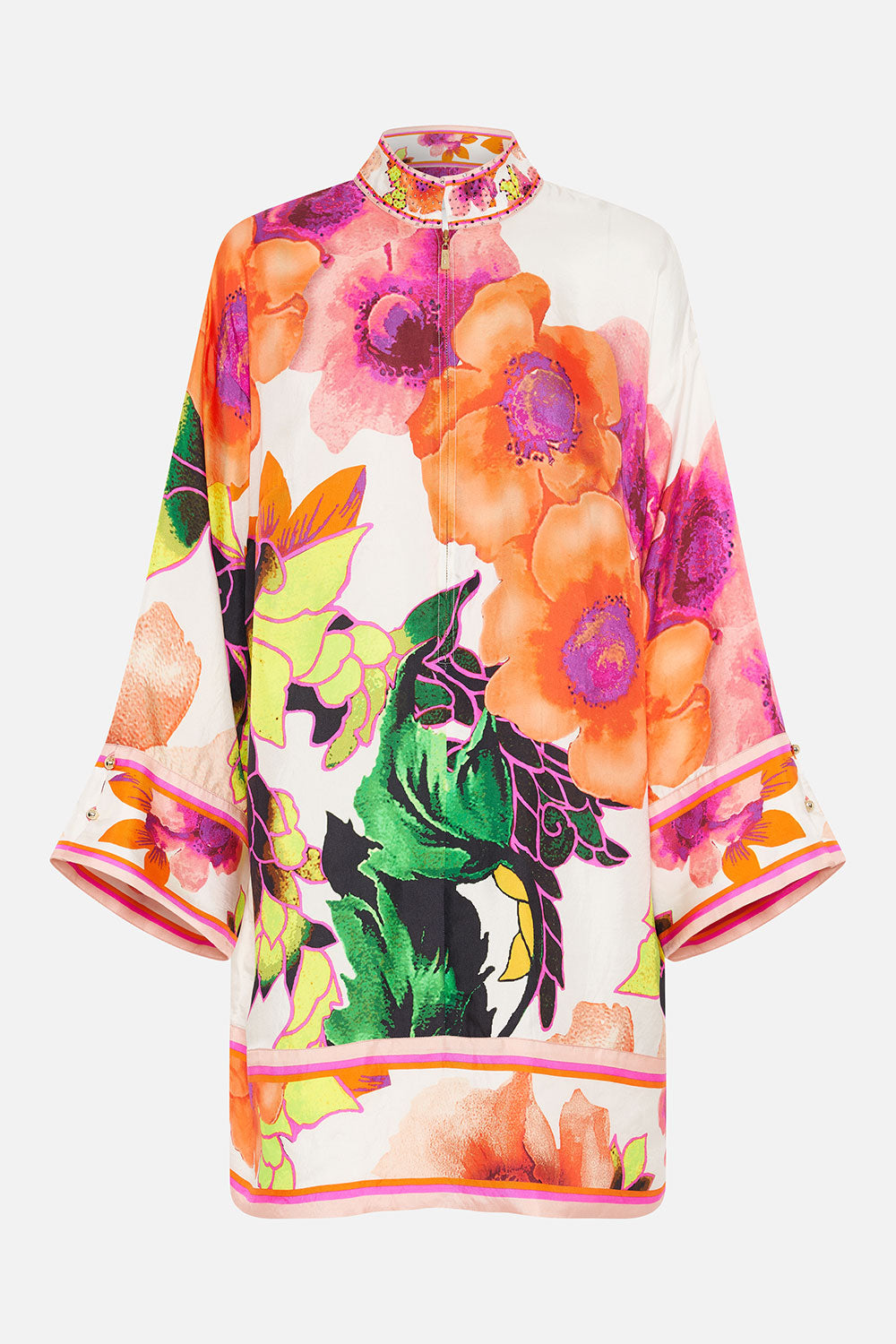 ZIP FRONT SHIRT DRESS PRETTY AS A POPPY