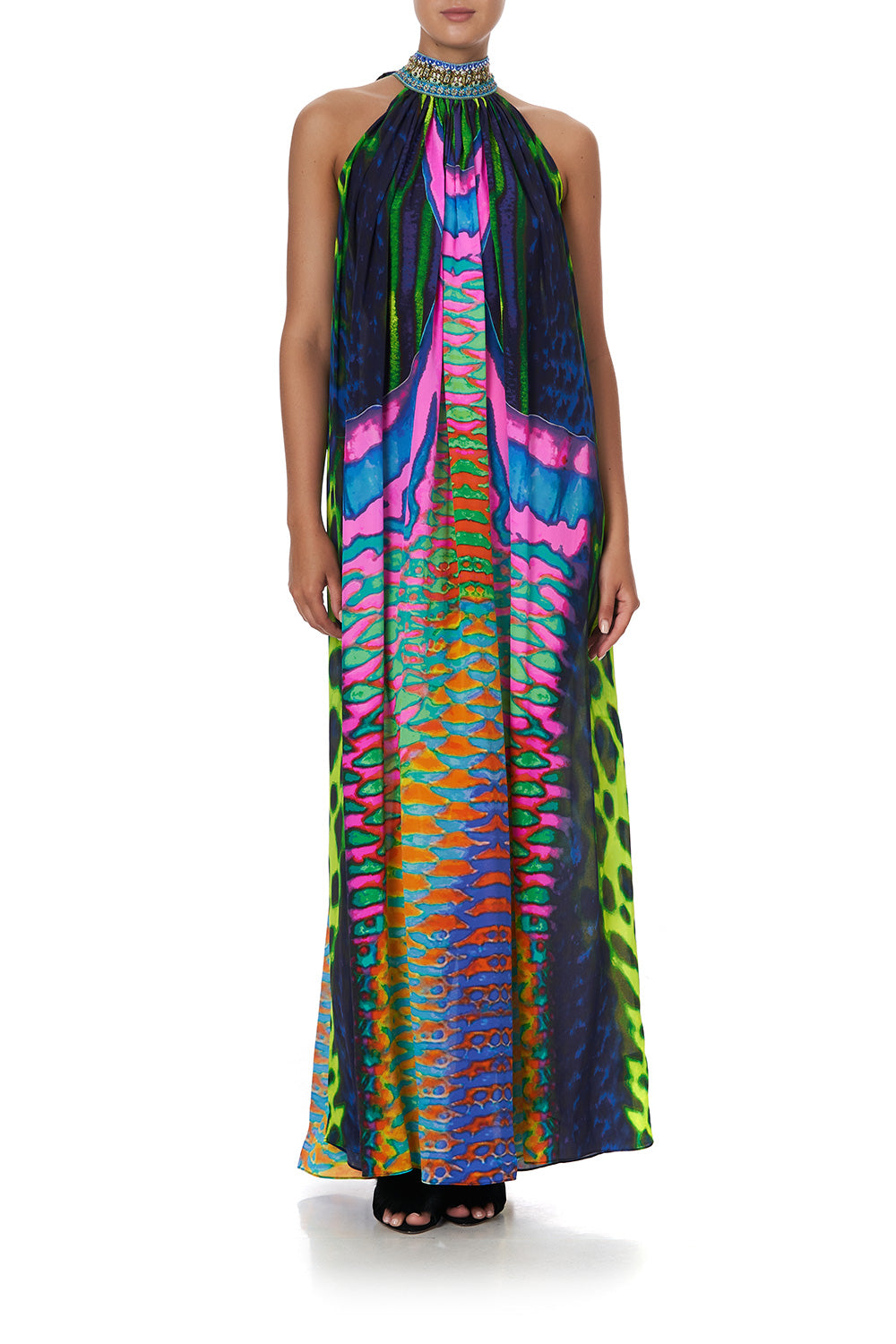 TIE NECK LONG DRESS POSEIDONS POISON