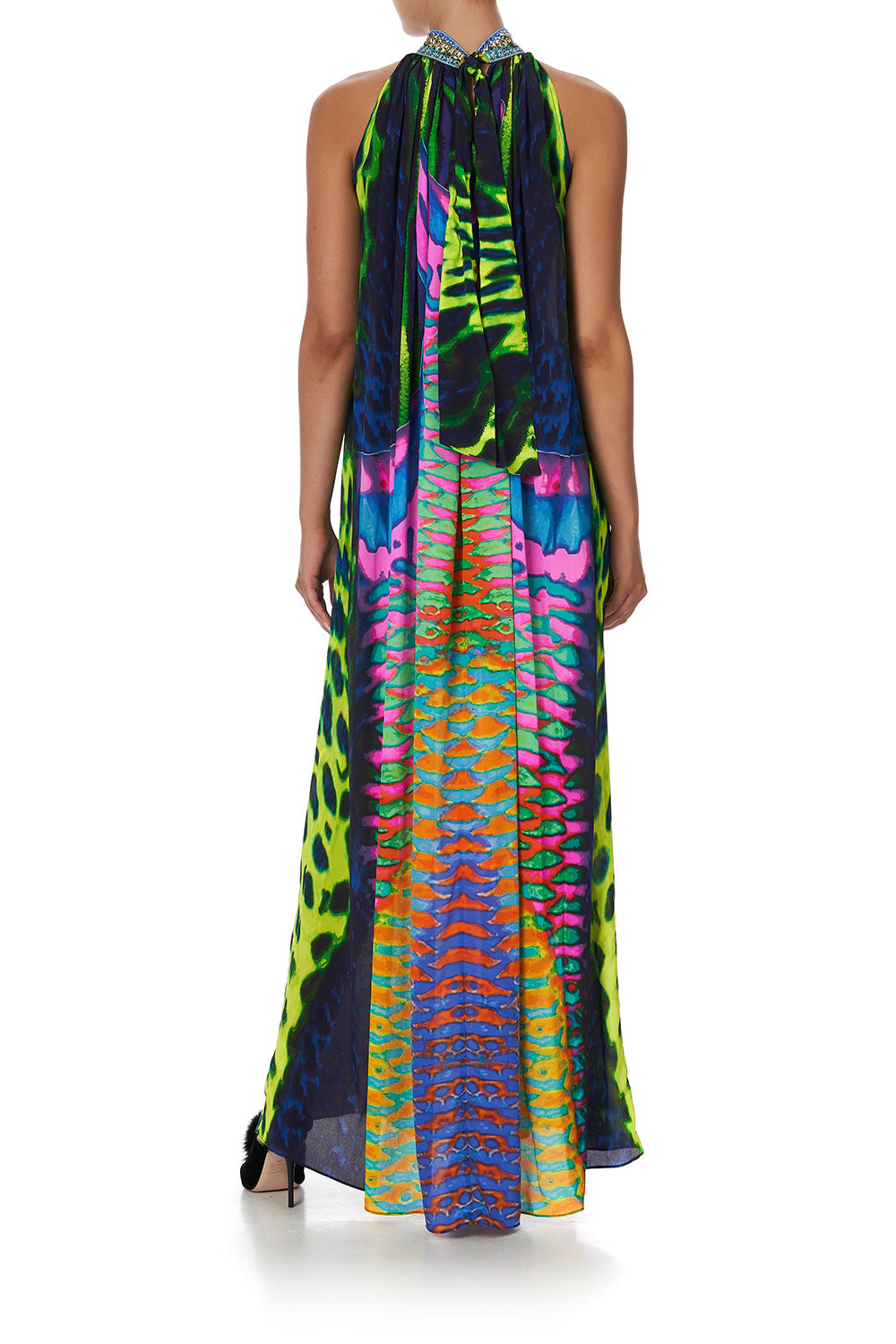 TIE NECK LONG DRESS POSEIDONS POISON