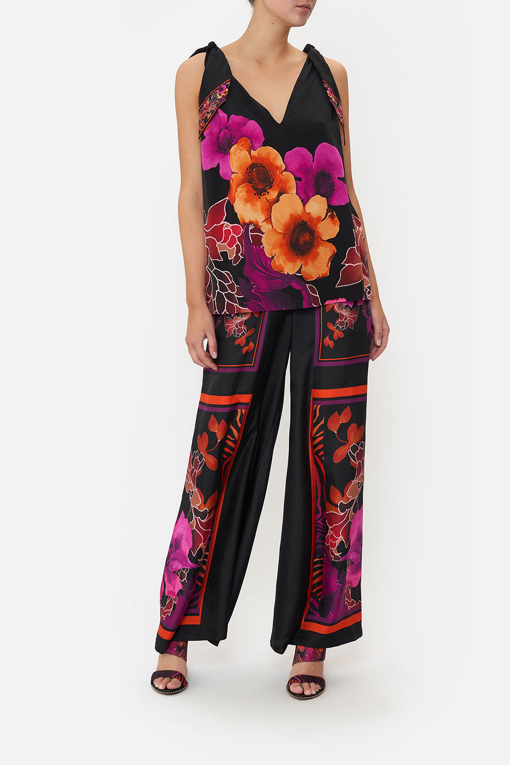 SCARF TIE TOP MIDNIGHT POPPY