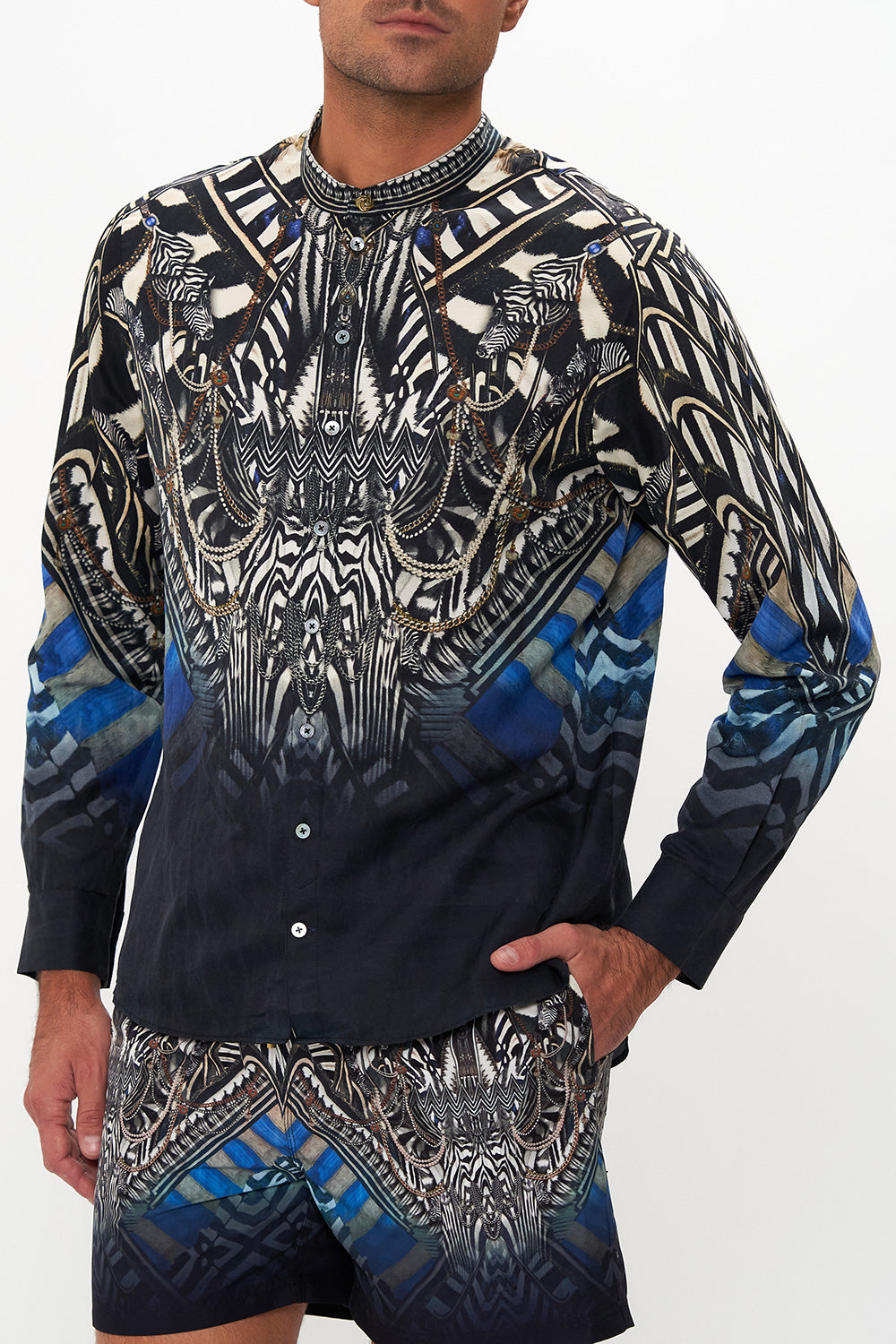 LONG SLEEVE MANDARIN COLLAR SHIRT KNIGHT OF THE WILD