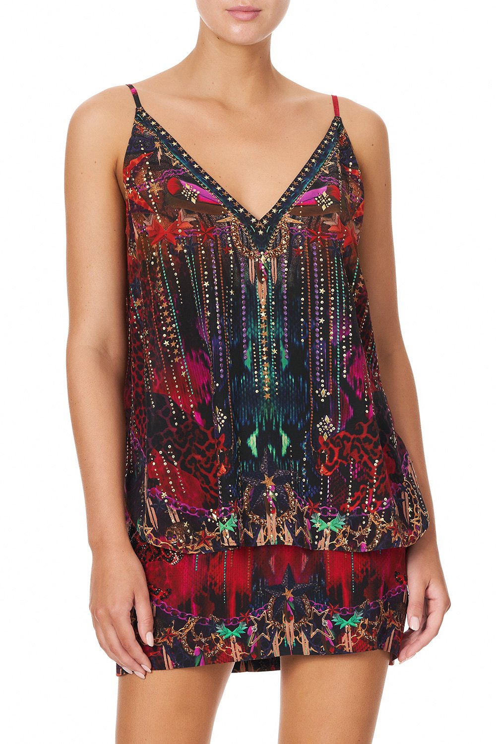 V NECK CAMI ROCKET WOMAN