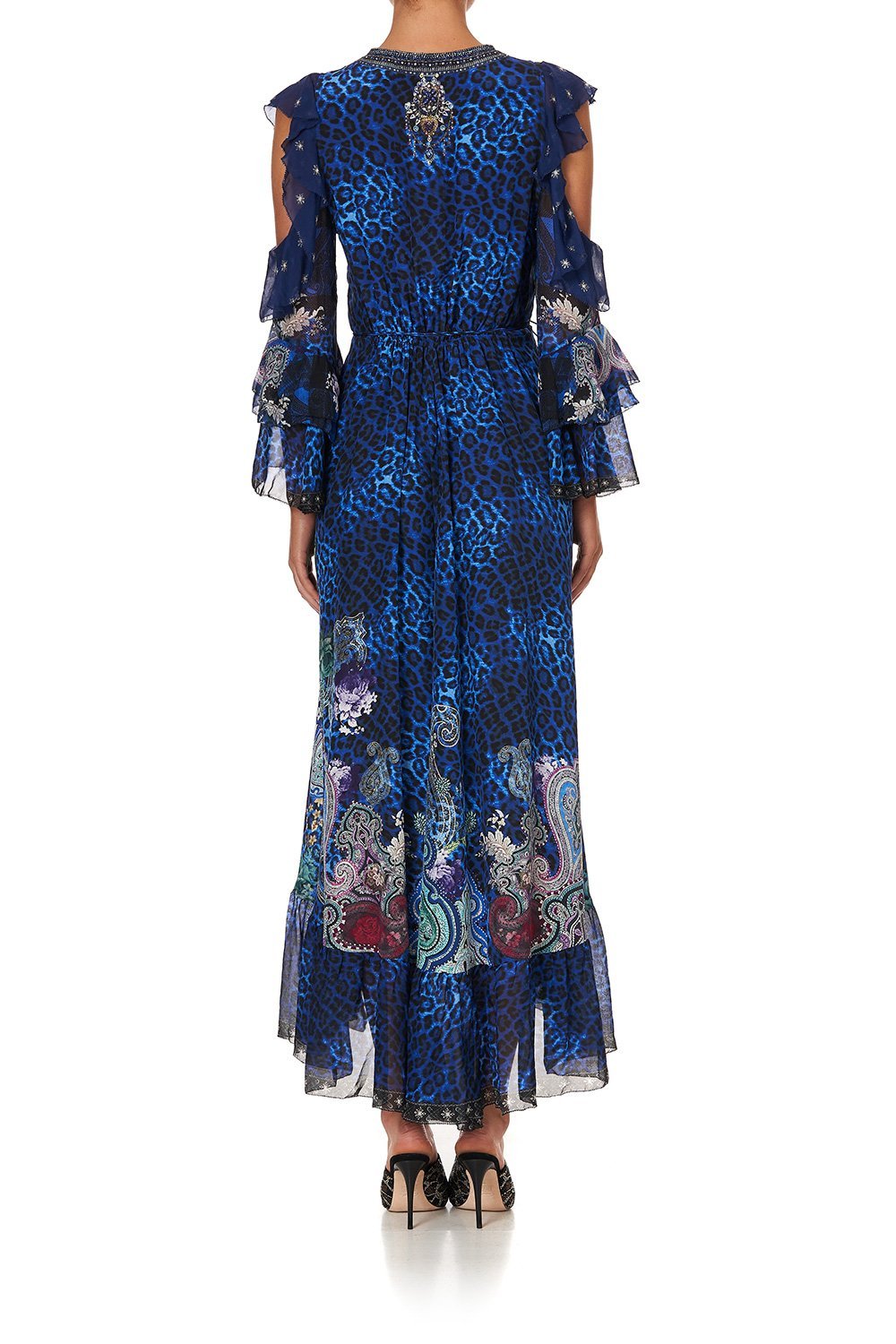 RUFFLE SLEEVE WRAP DRESS CAMDEN MOON