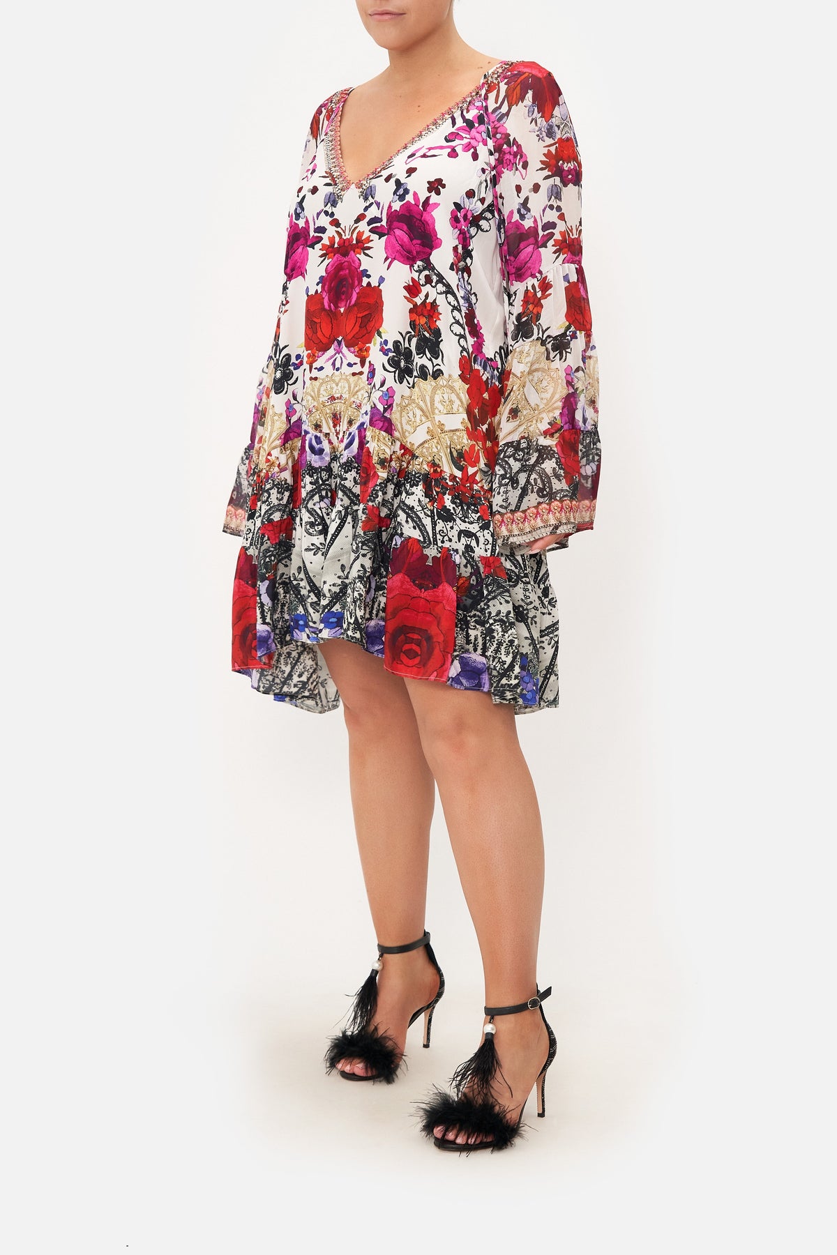 A-LINE GATHERED PANEL DRESS REIGN OF ROSES