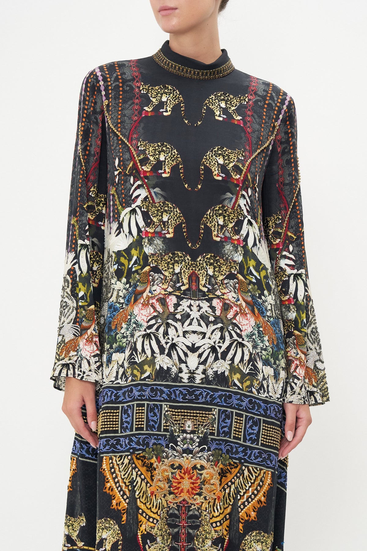 HIGH NECK LONG SLEEVE DRESS HOLLYWOOD HEIST