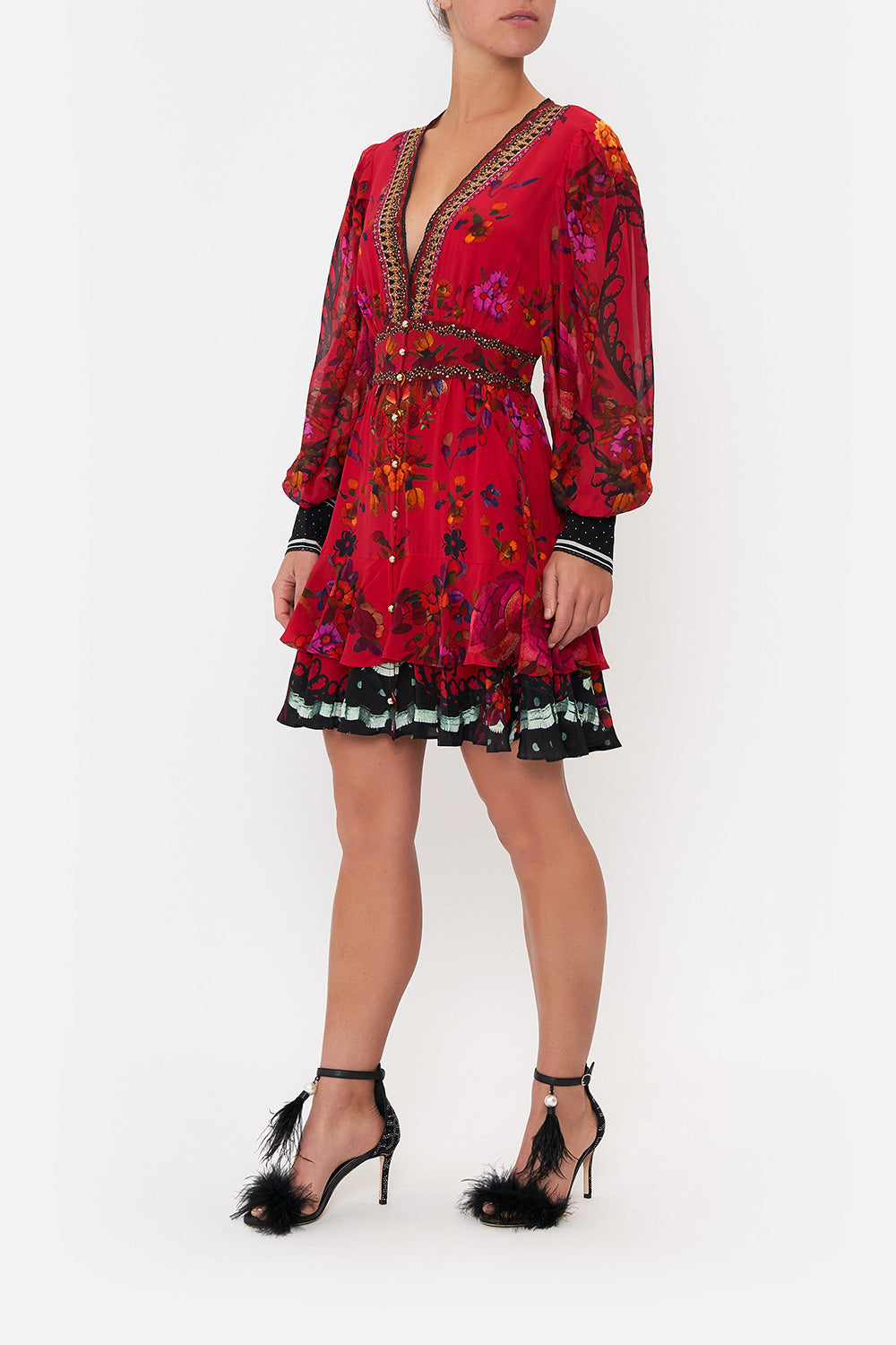 BUTTON FRONT FRILL DRESS VIEW FROM THE VEIL