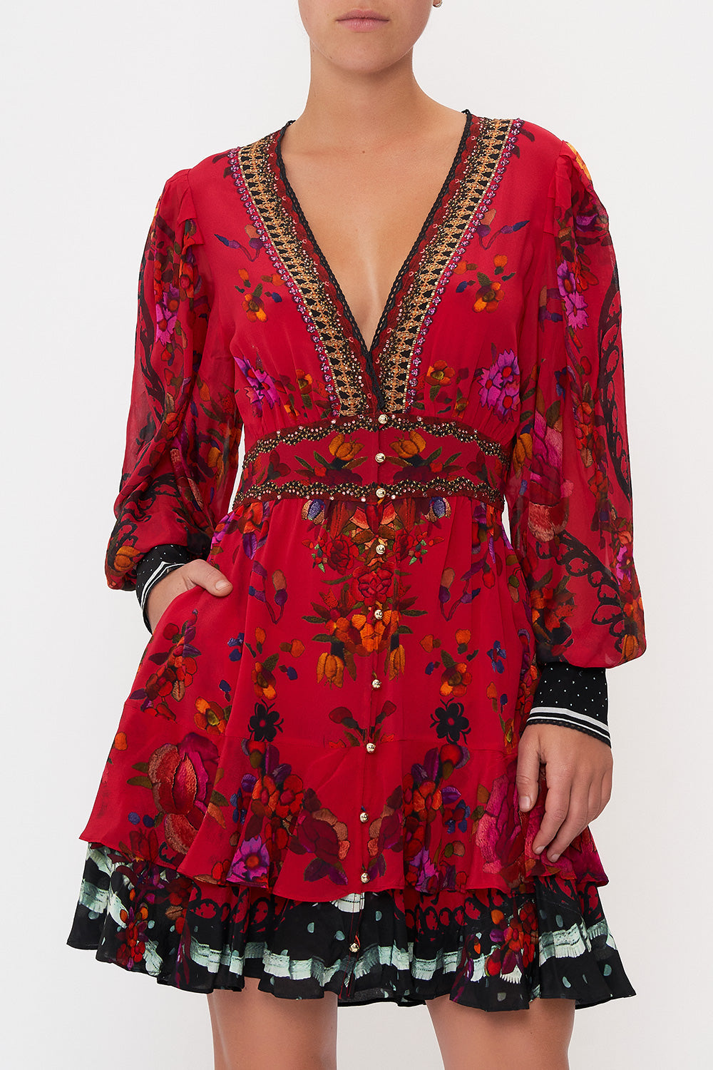 BUTTON FRONT FRILL DRESS VIEW FROM THE VEIL