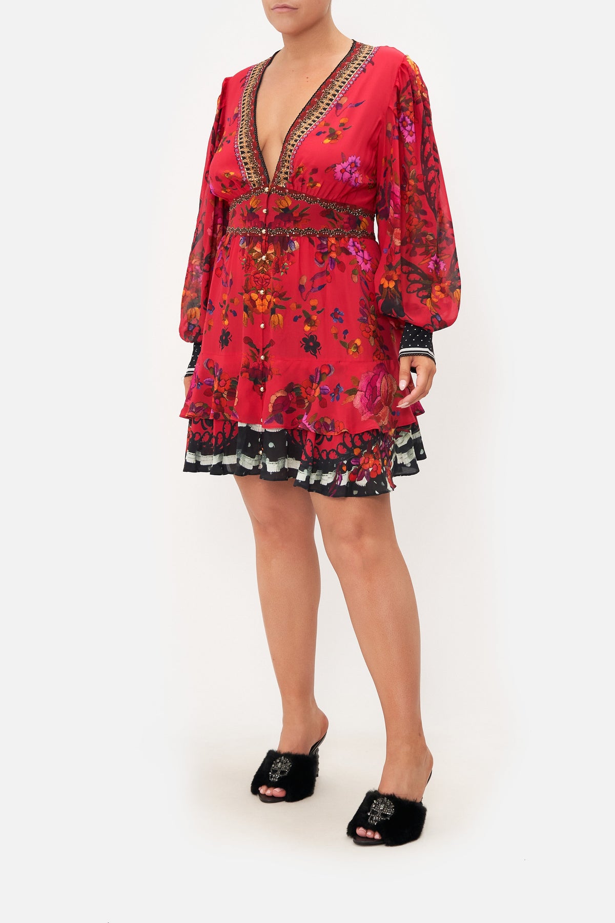 BUTTON FRONT FRILL DRESS VIEW FROM THE VEIL