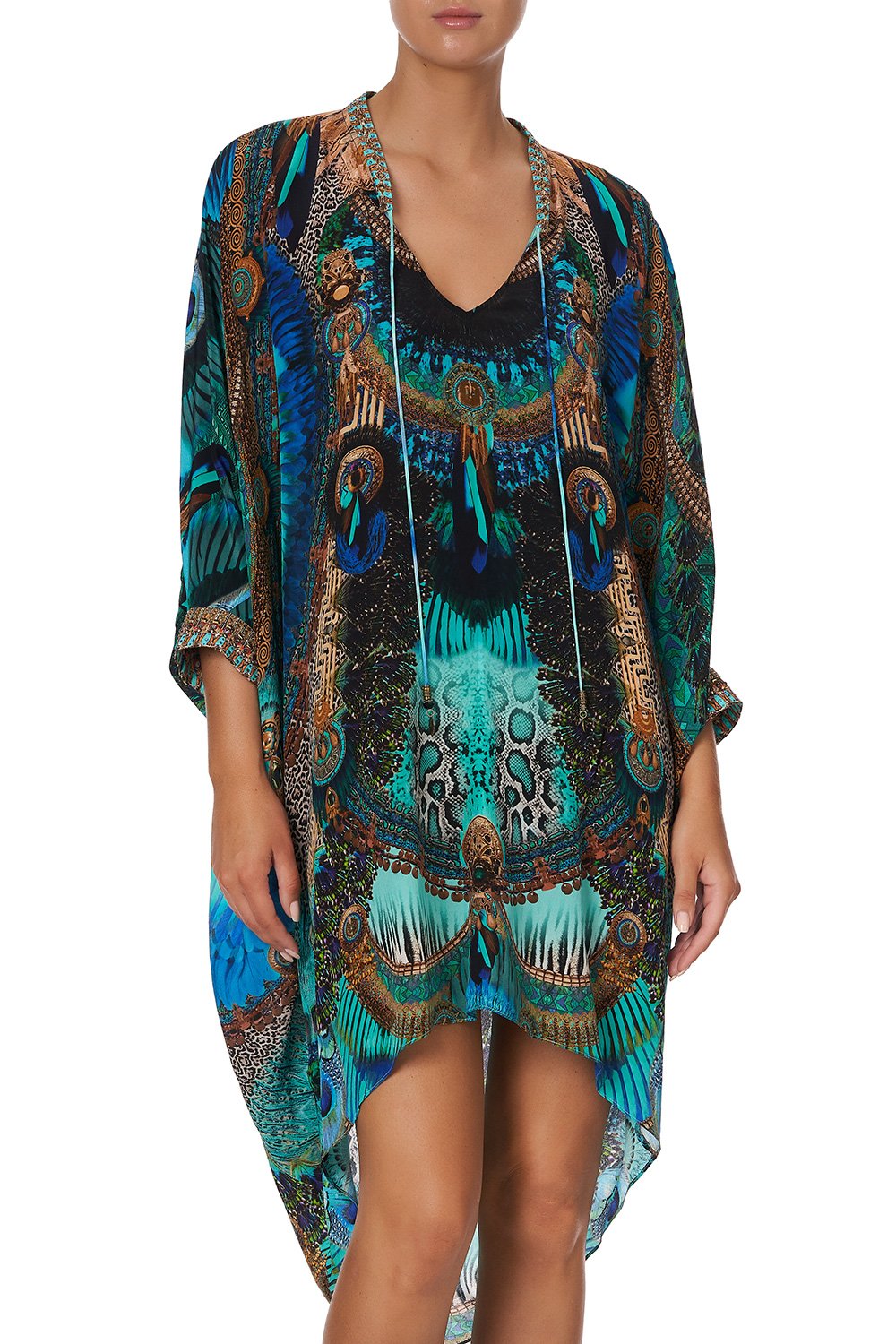 V-NECK DRESS WITH DRAPED BACK TEMPLE TEMPTRESS