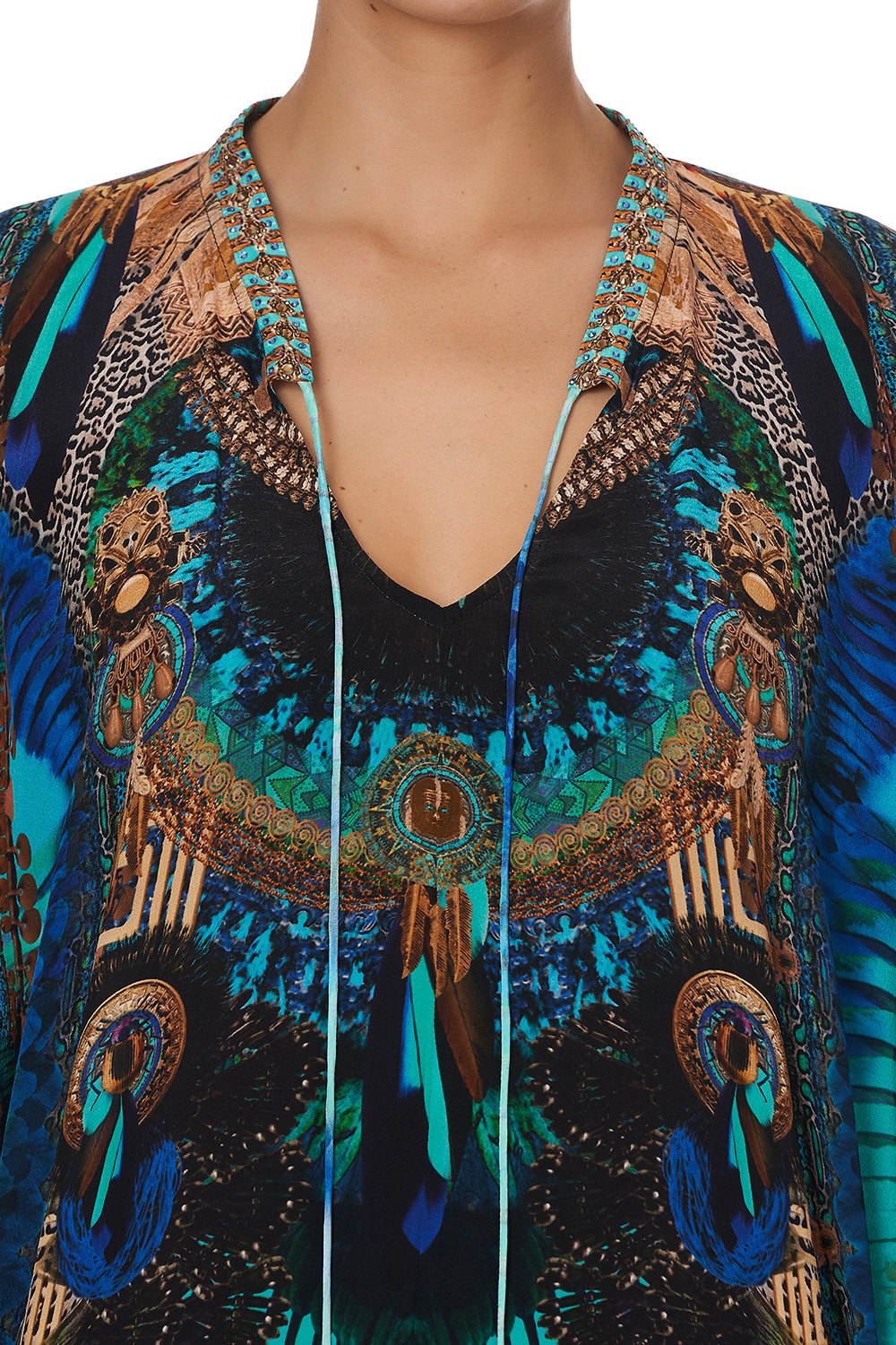 V-NECK DRESS WITH DRAPED BACK TEMPLE TEMPTRESS