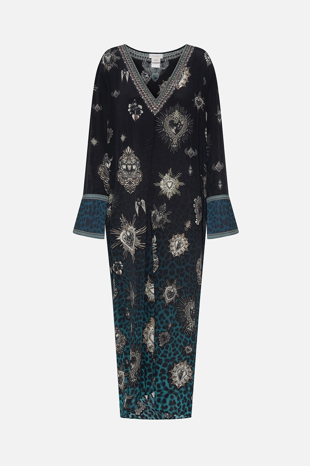 DRAPED BACK LONG SLEEVE DRESS ANIMAL ANARCHY