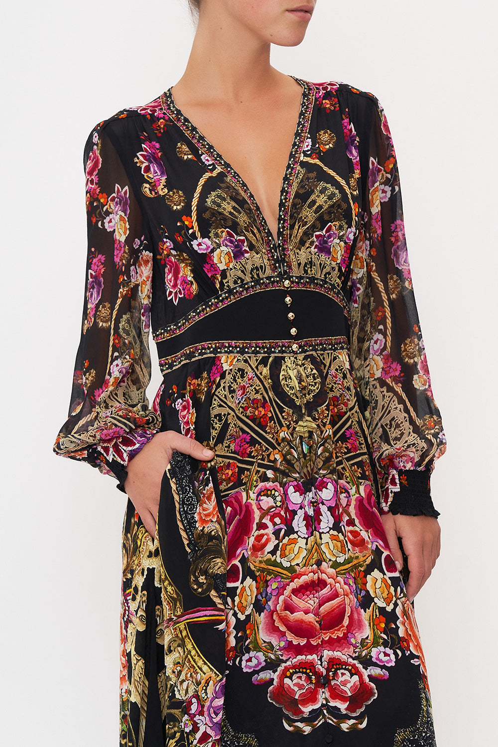 BUTTON DRESS WITH SHAPED WAISTBAND DANCE WITH DUENDE