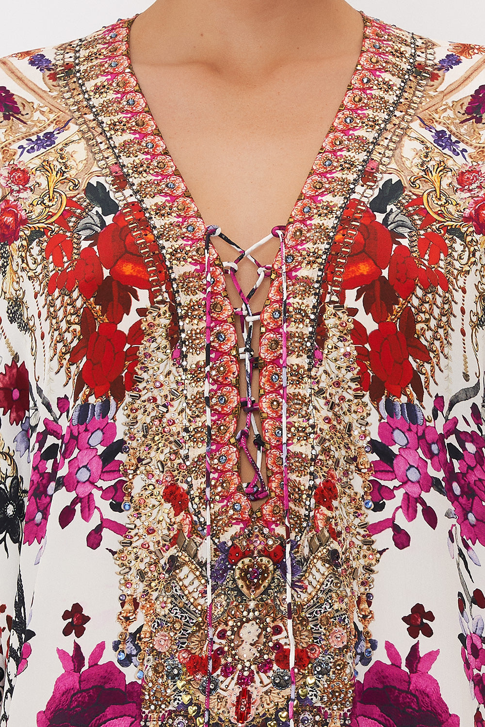 SHORT LACE UP KAFTAN REIGN OF ROSES