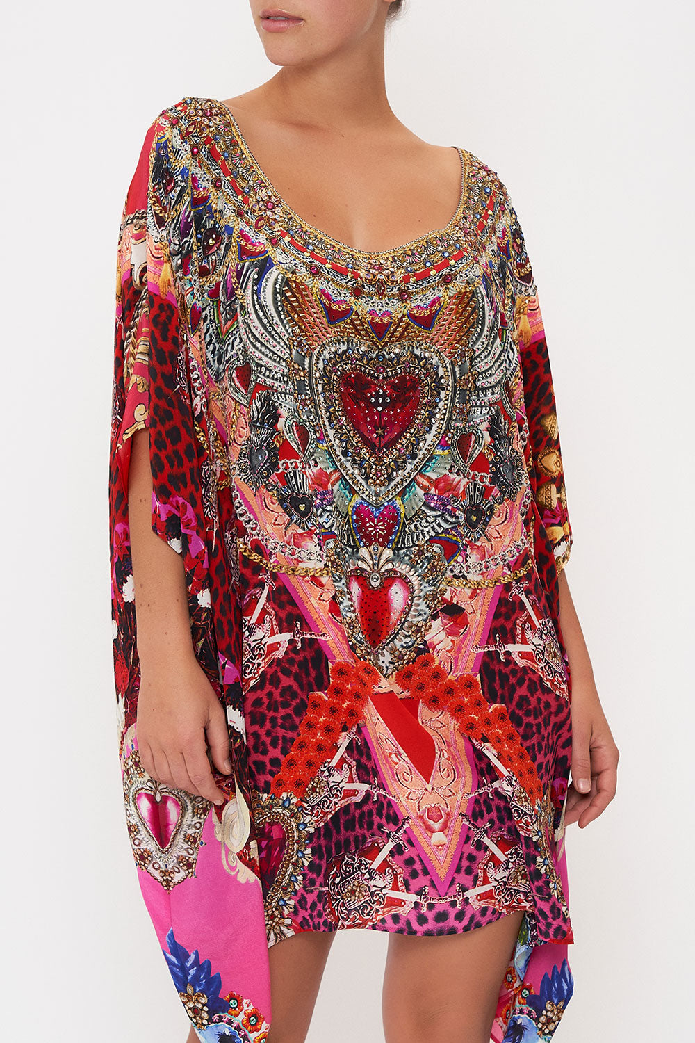 SHORT ROUND NECK KAFTAN ARTESANIA MANIA