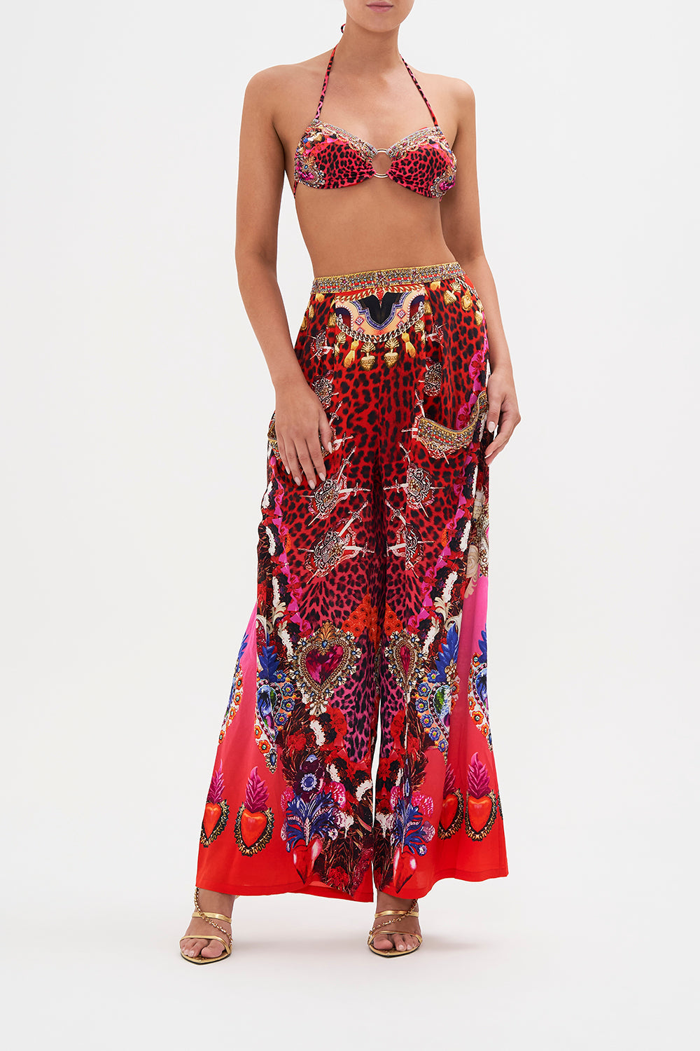 WIDE LEG TROUSER WITH FRONT POCKETS ARTESANIA MANIA