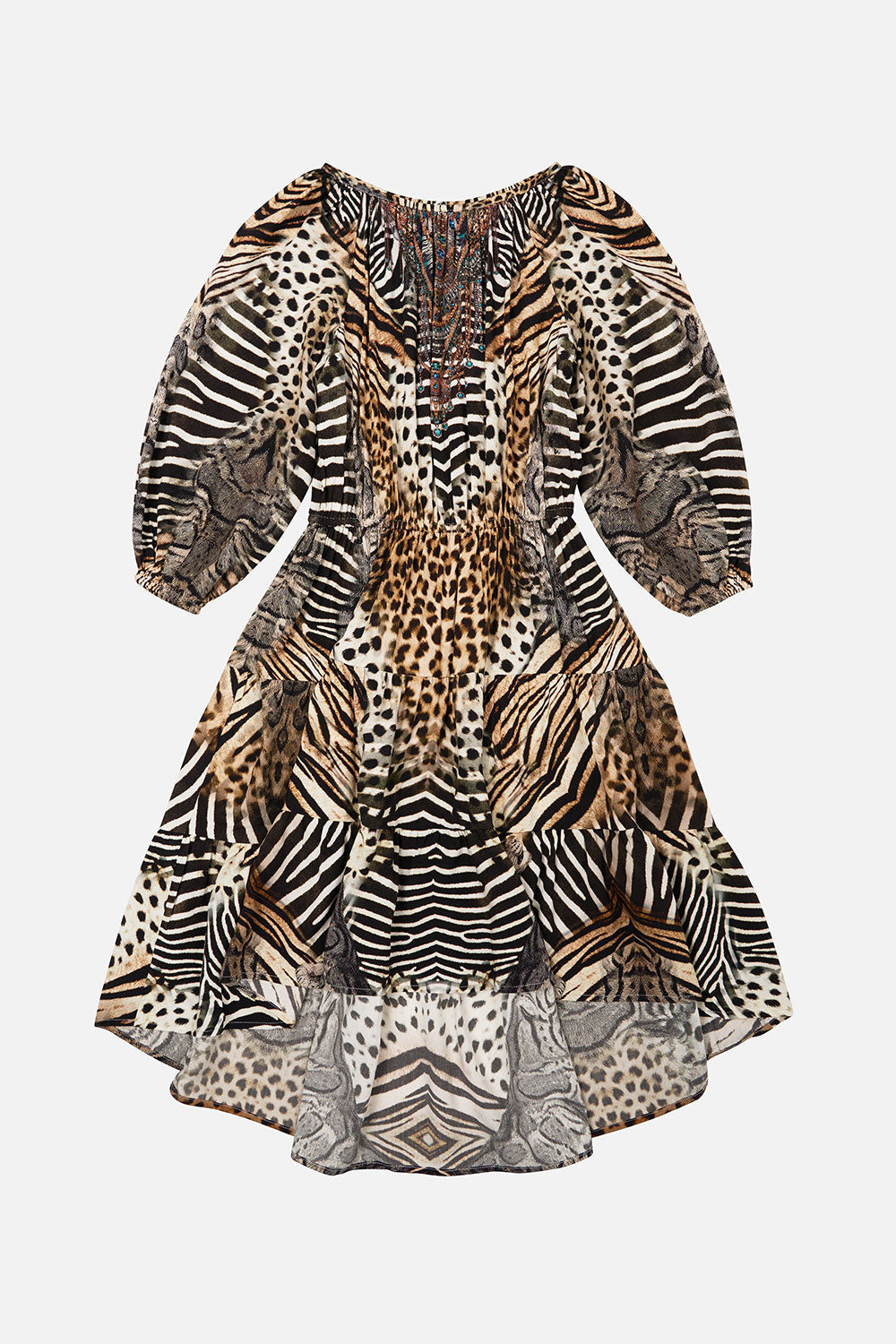 KIDS HI-LOW BLOUSON SLEEVE DRESS 4-10 FOR THE LOVE OF LEO