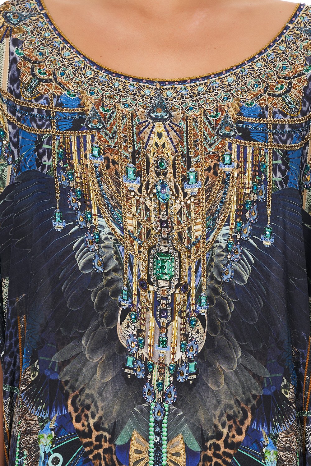 ROUND NECK KAFTAN DRIPPING IN DECO