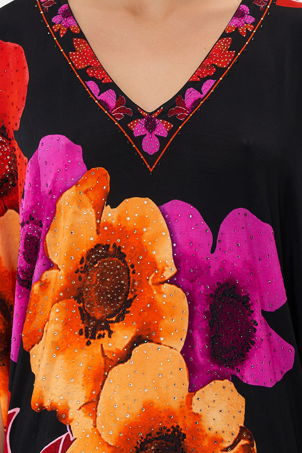 BAT SLEEVE DRESS MIDNIGHT POPPY