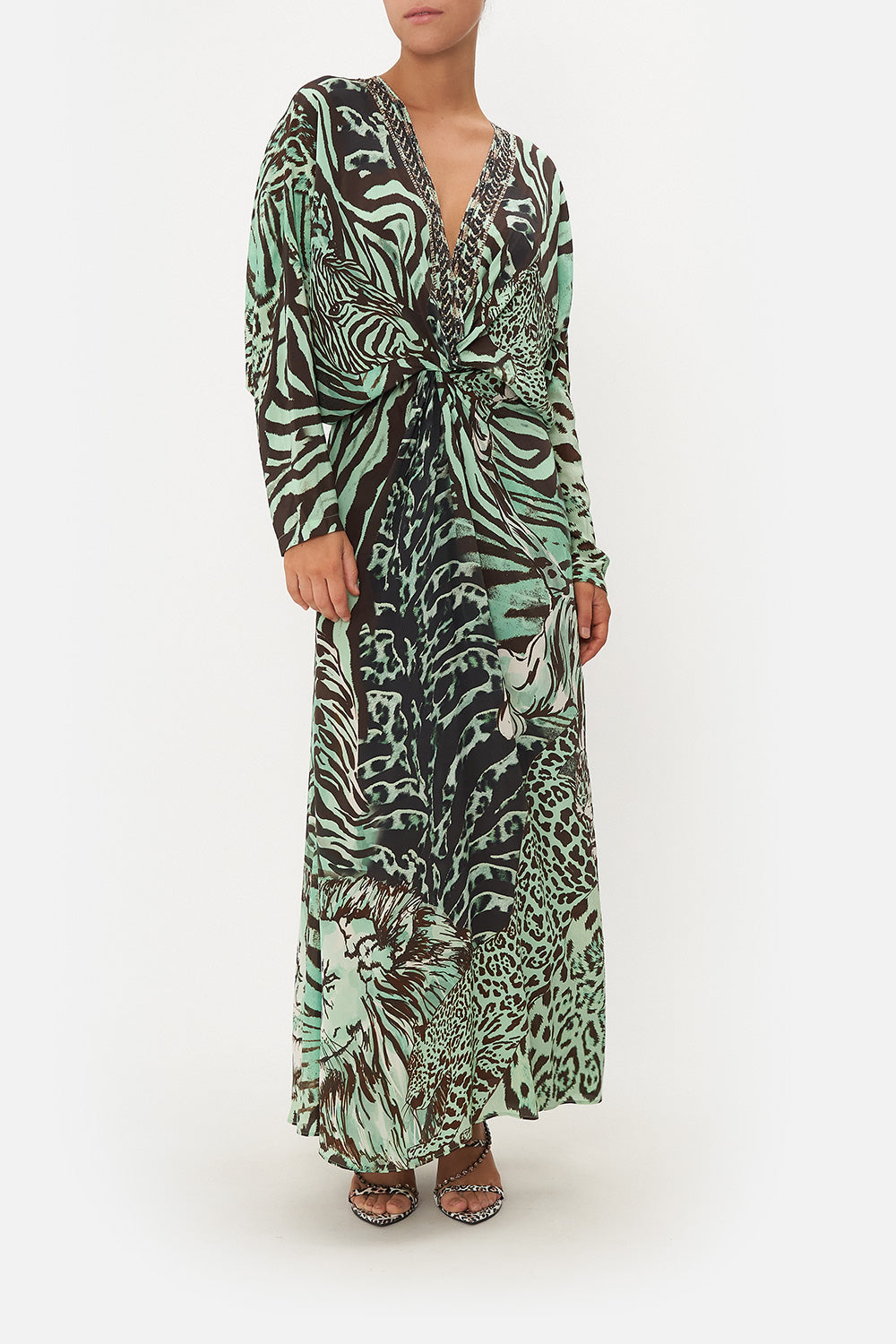 TWIST FRONT BATWING DRESS LEOPARD LORE