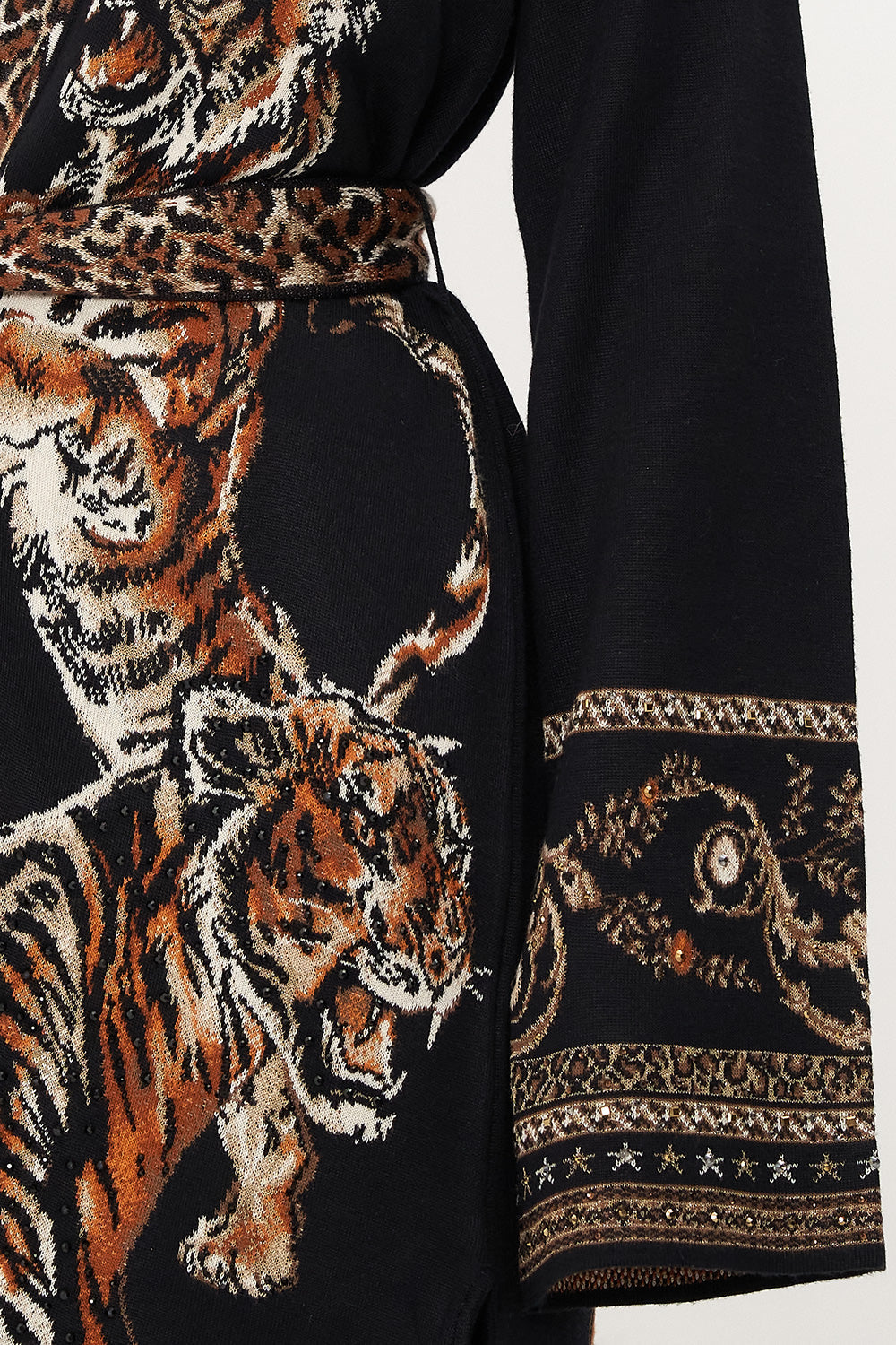 LONG CARDIGAN WITH BELT TIGER TALK